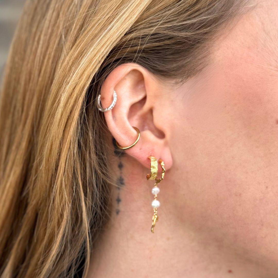 Dangle Perle Kædeørering 18K Guldbelagt Smykke