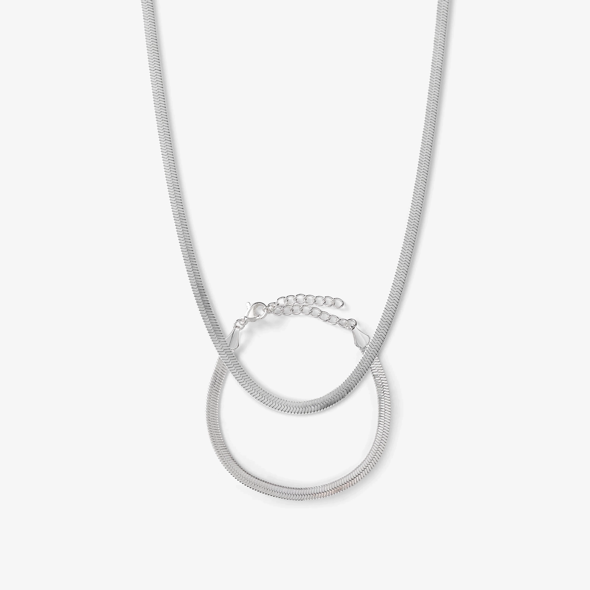 Flad Slange 4mm Sølvbelagt Sæt