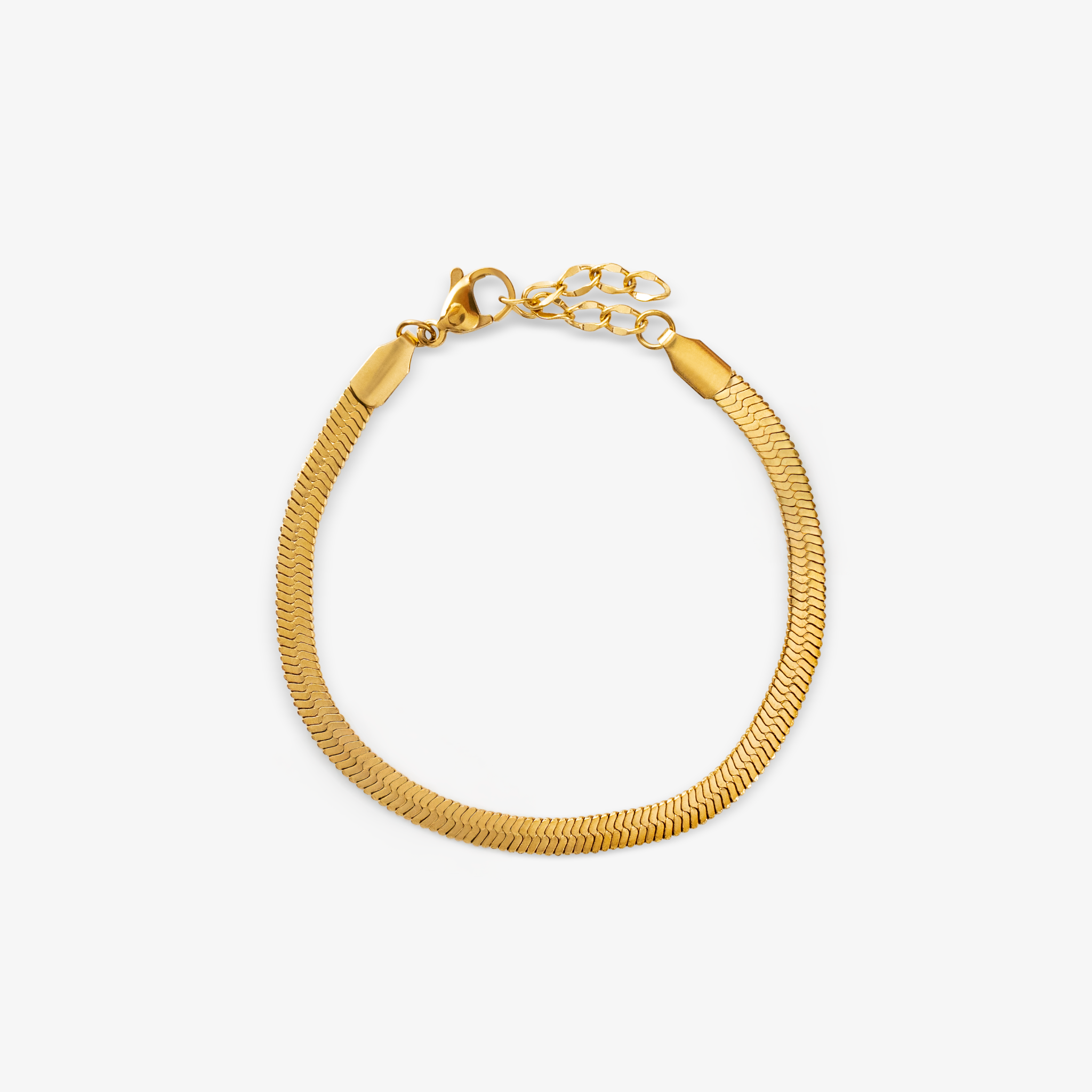 Flad slange armbånd i guld