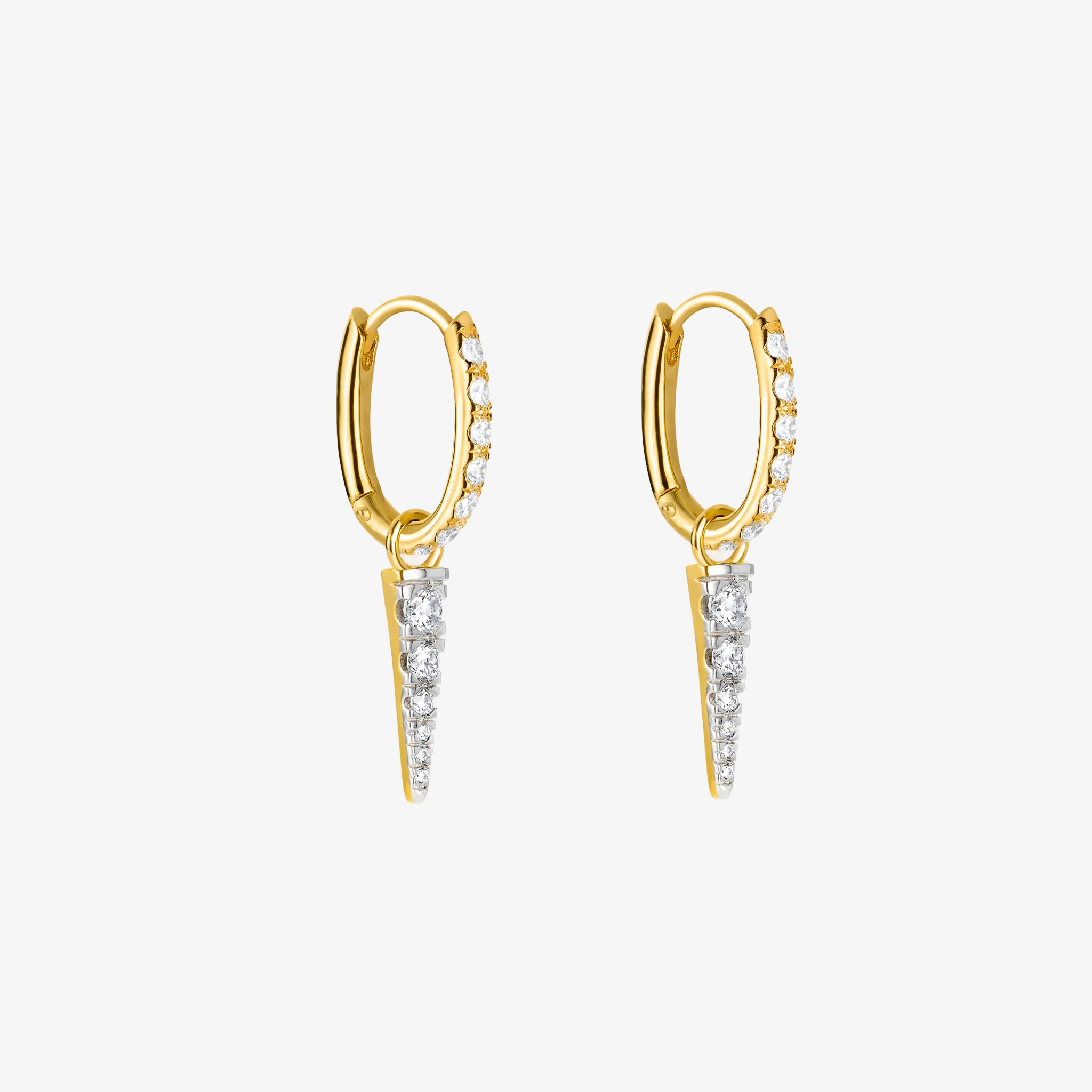 Essential Crystal Hoop och Edge Crystal Drop Förgylld Dubbel
