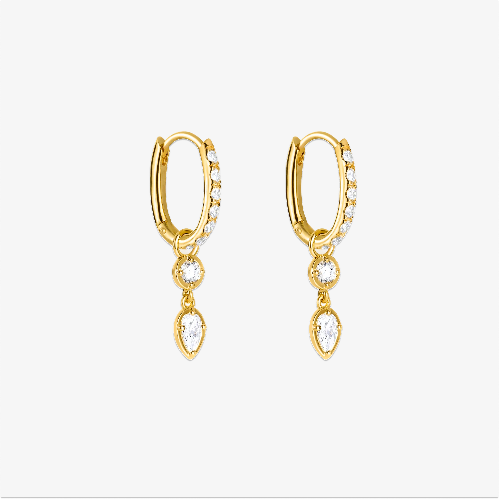 Essential Crystal Hoop och Spegeldroppe Förgylld Dubbel