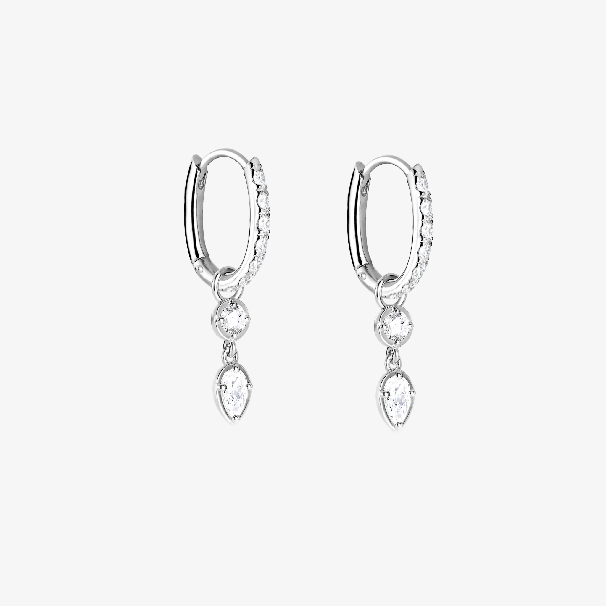 Essential Crystal Hoop och Spegeldroppe Försilvrad Dubbel