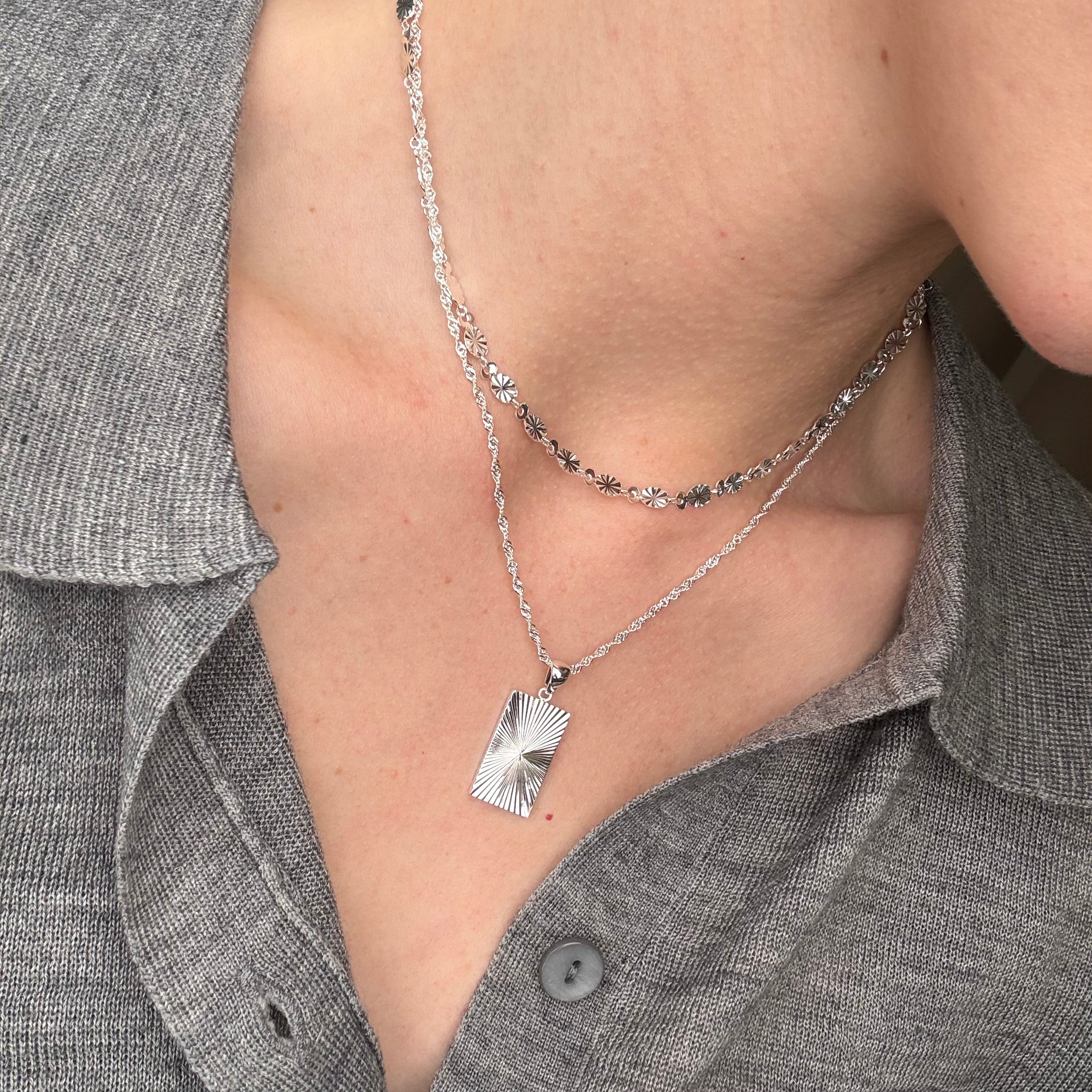 Citat Graverat Silverpläterat Halsband