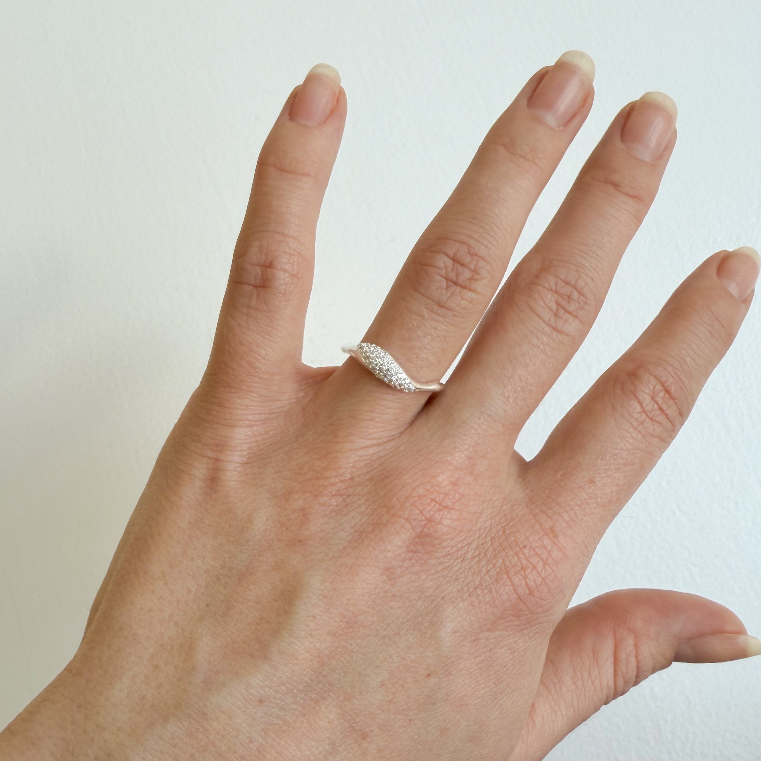 Vågkristallring Silver