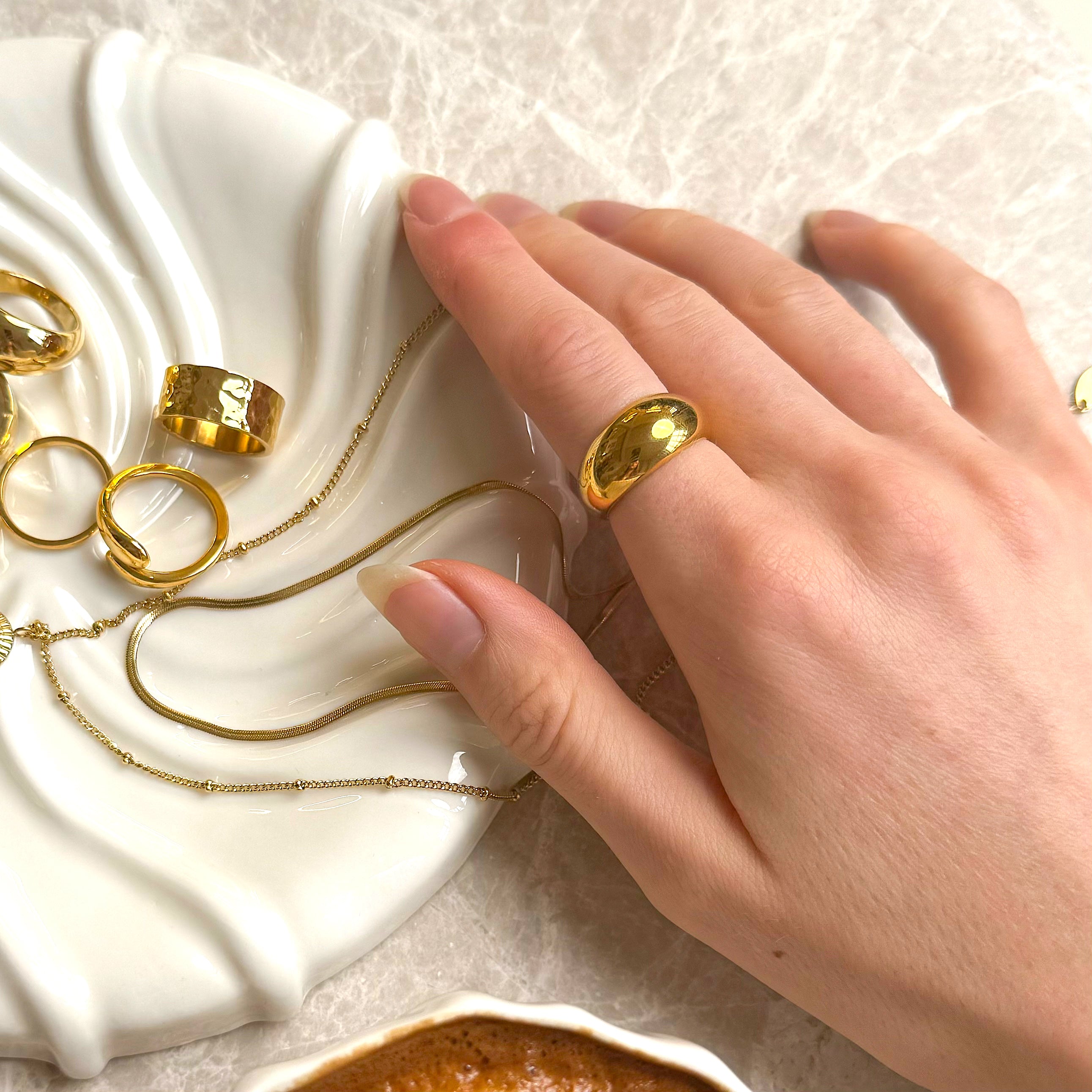 Klassiskt Chunky-set: 1 ring och 1 örhänge