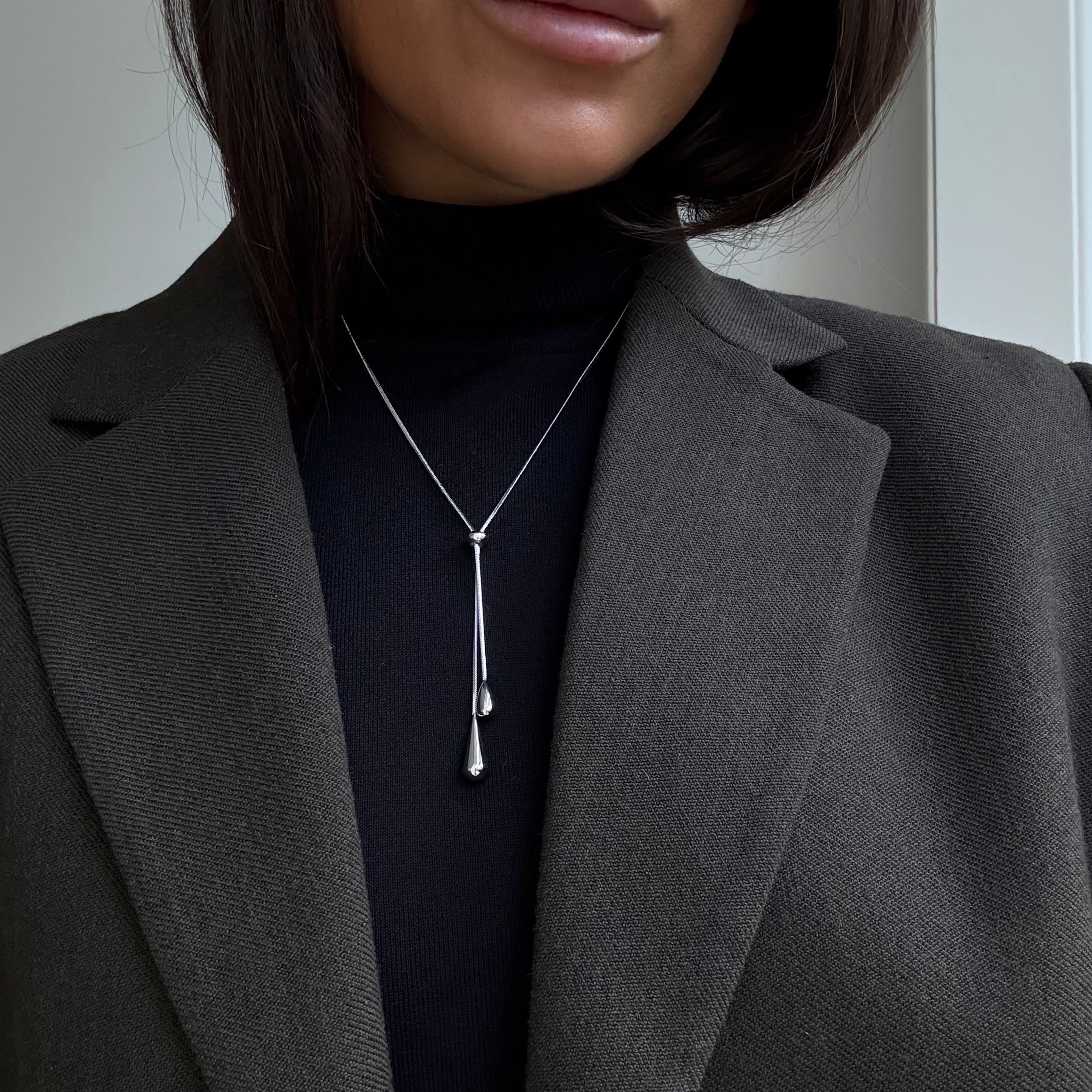 Justerbart Slider Halsband Silverfärgat