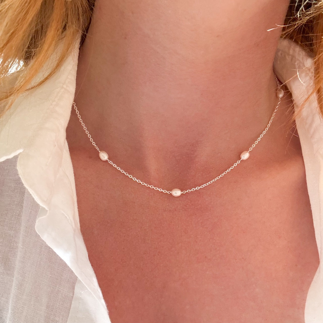 Silverpläterat set med prickiga pärlor