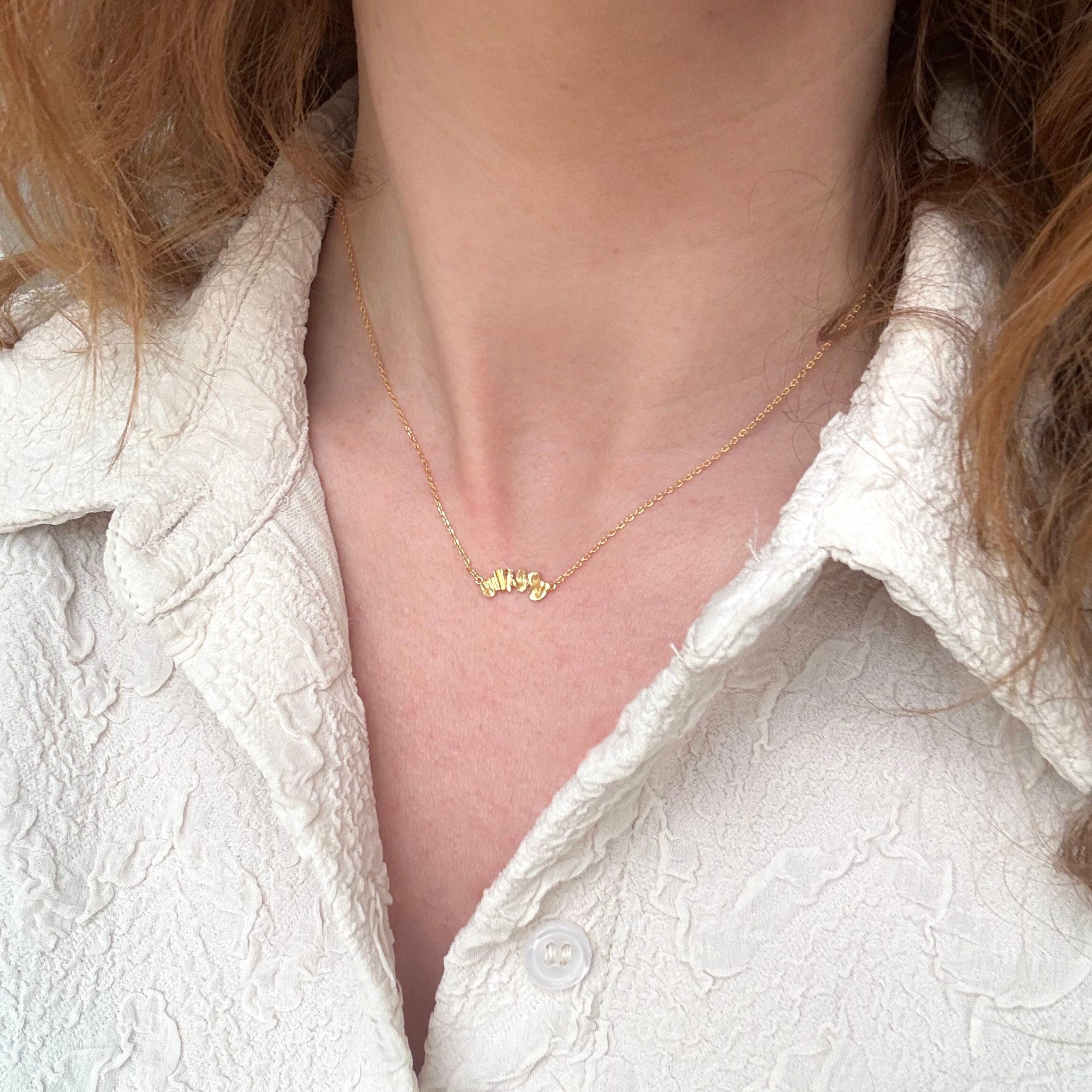 Vågplatthalsband Förgyllt