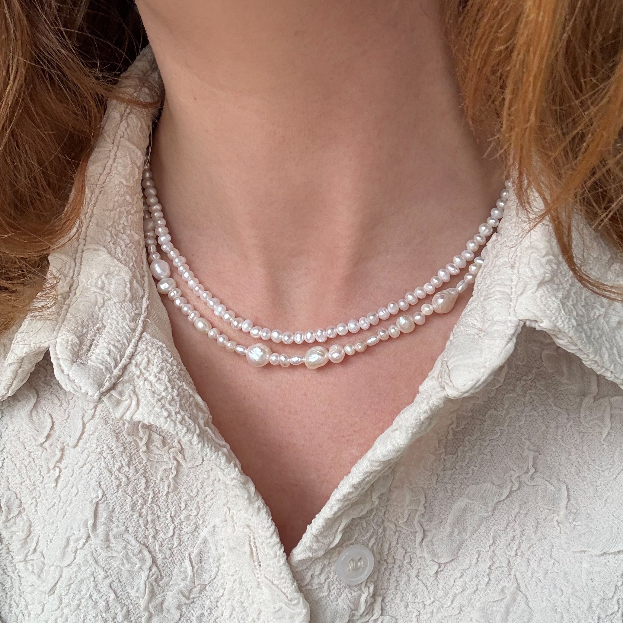 Klassiskt sötvattenspärlhalsband