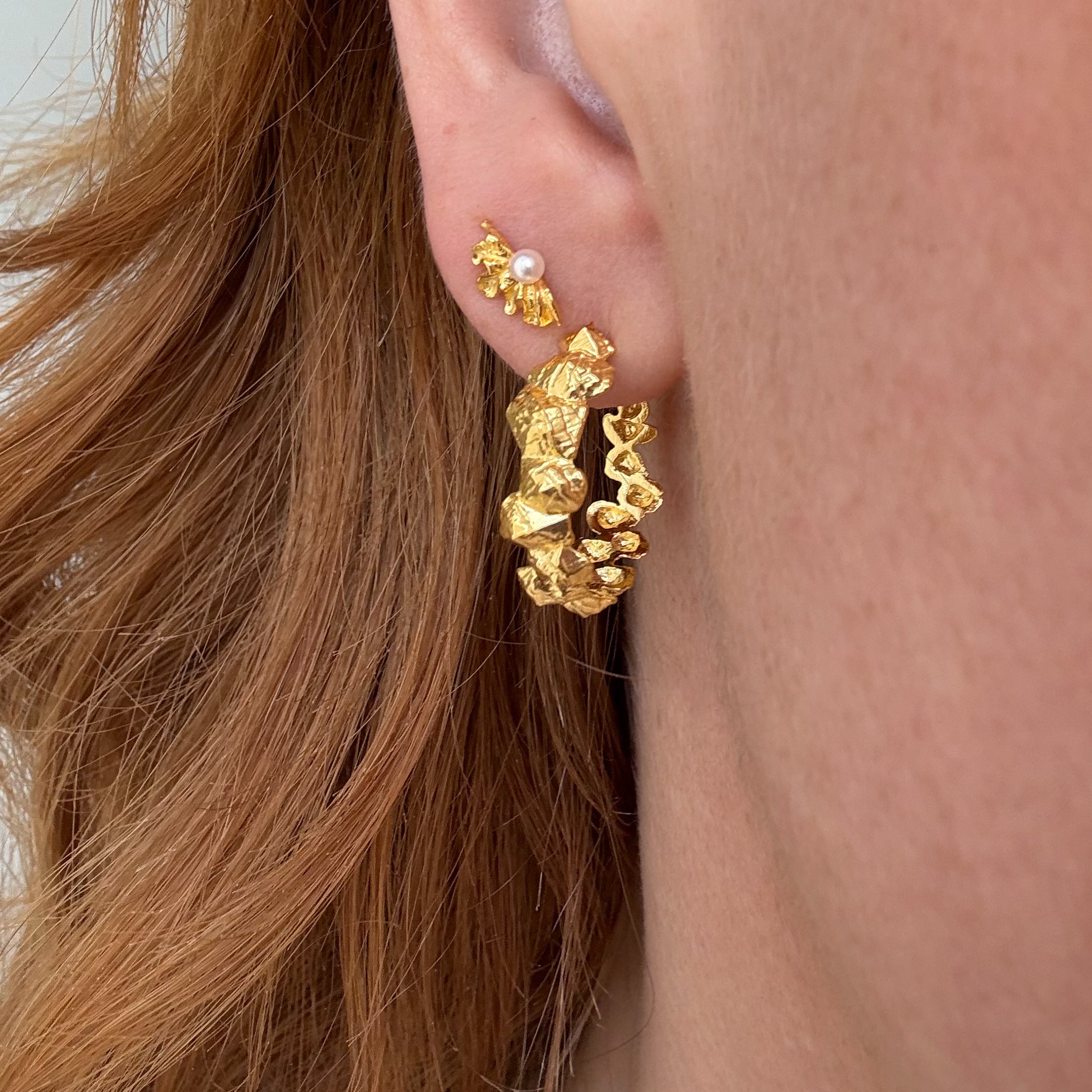 Chunky Edge Hoop Förgylld