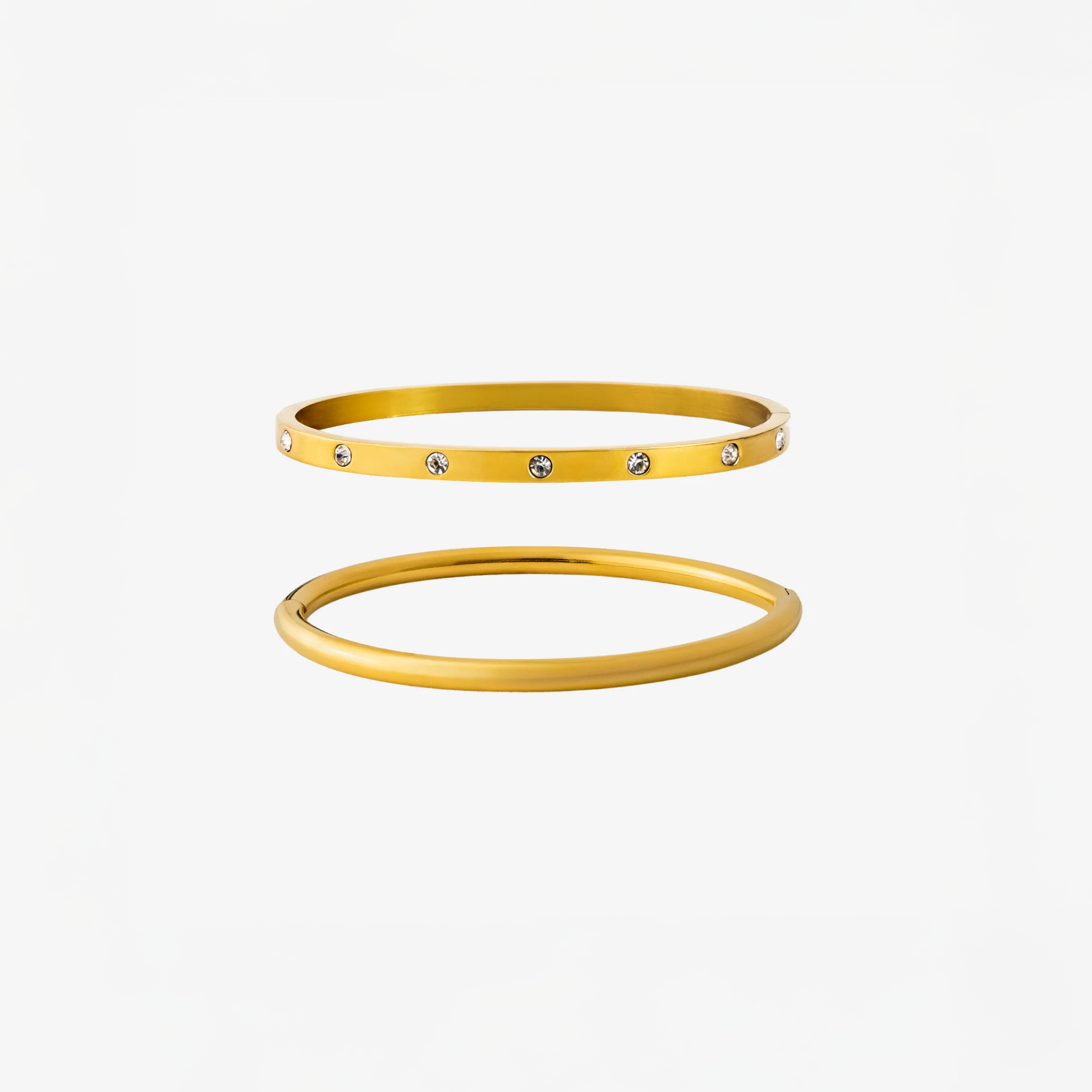 Krystal Rund Bangle Sæt i guld