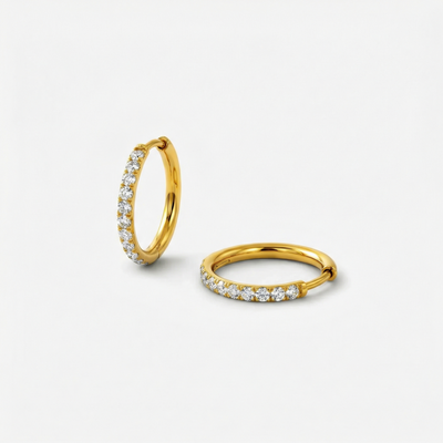 Kristallörhängen 18K guldpläterade 14mm
