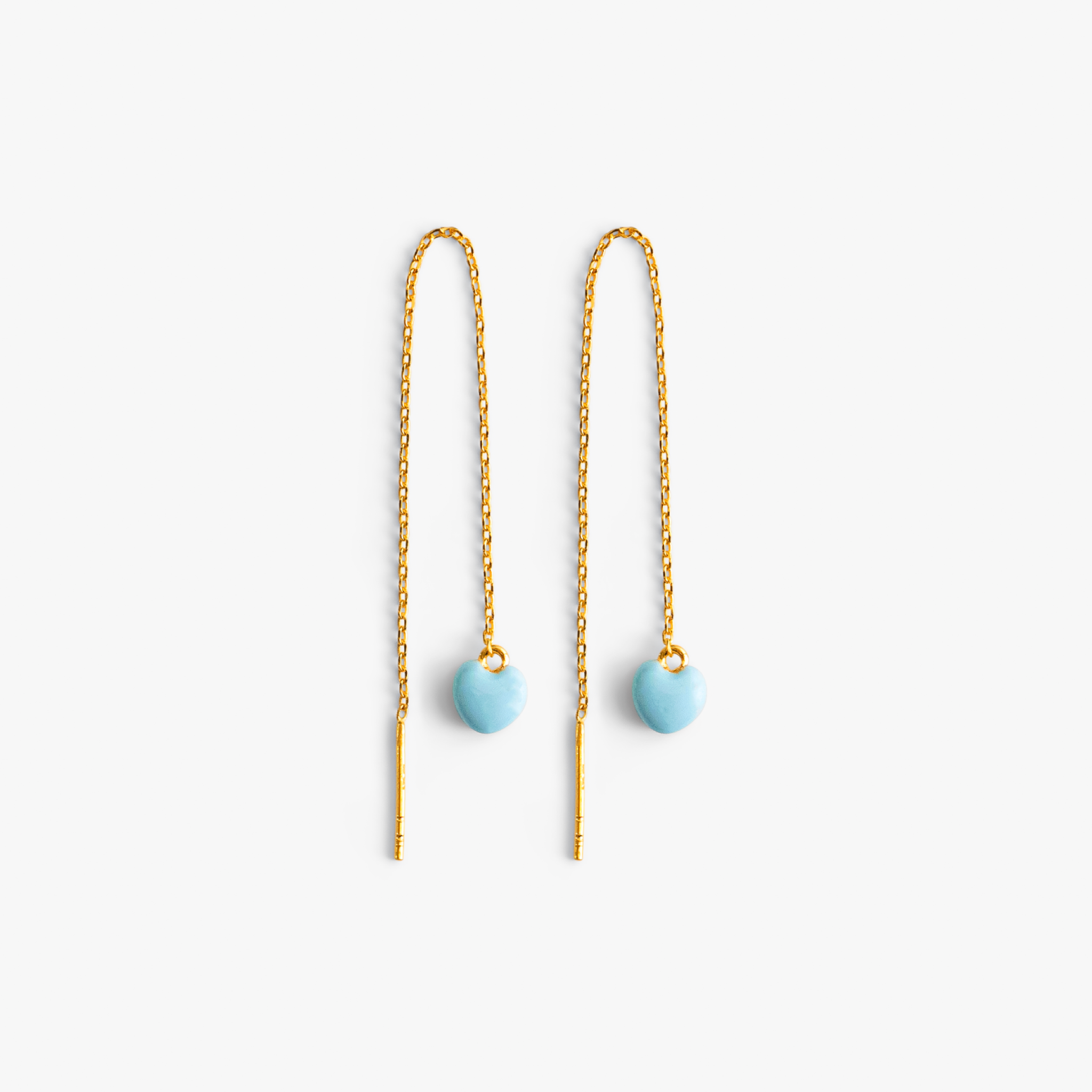 Blåt Hjerte Kædeørering Guldbelagt