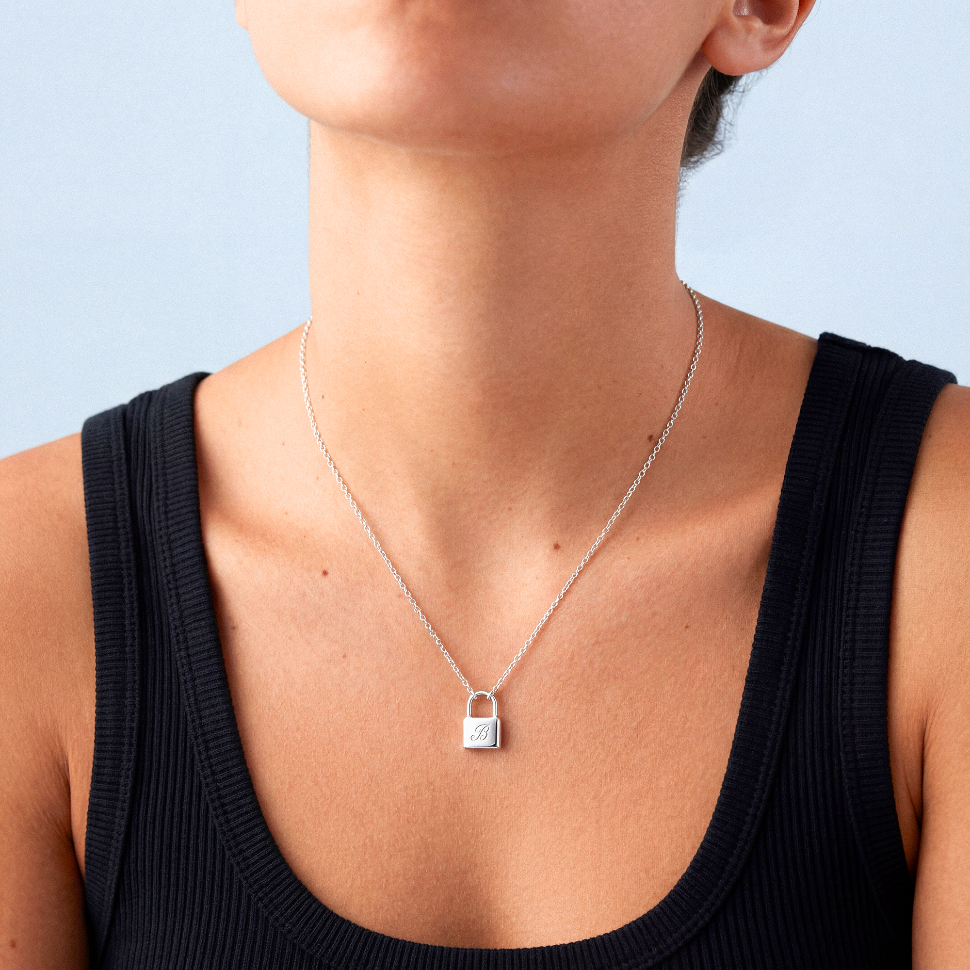 Hänglås-halsband silver m. gravyr