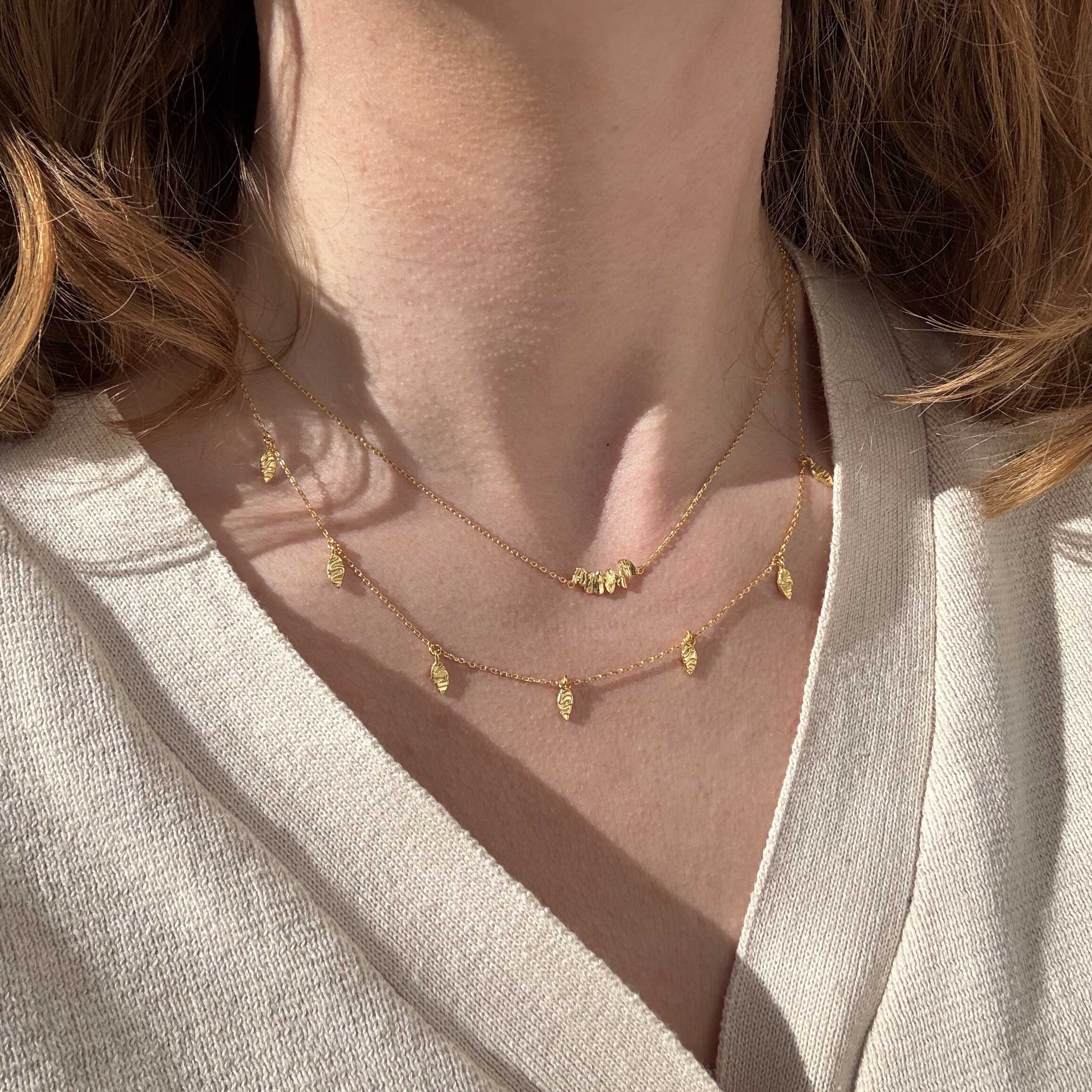 Vågplatthalsband Förgyllt