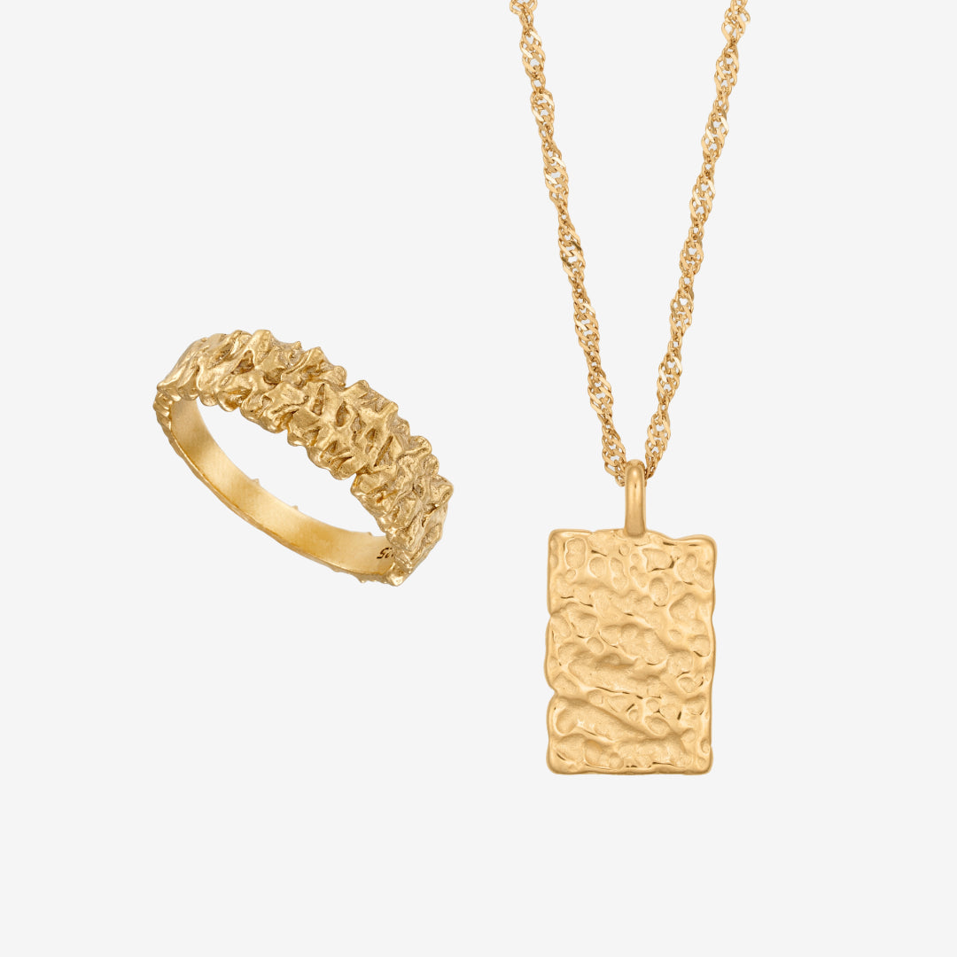Magma Hammered Set: 1 ring och 1 halsband