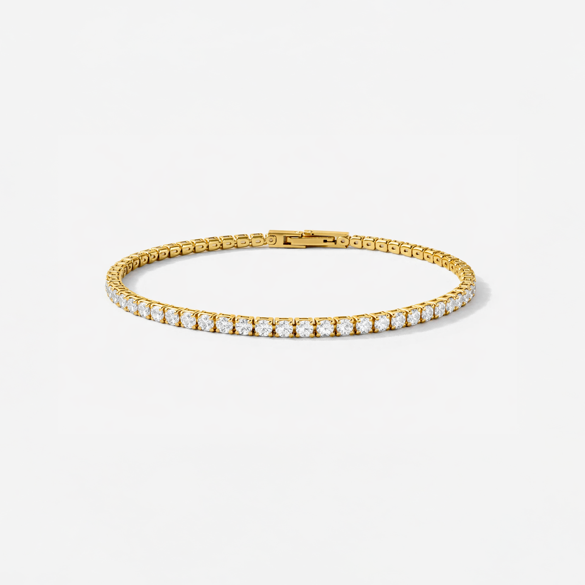 Kristall Tennisarmband Förgyllt 2 mm