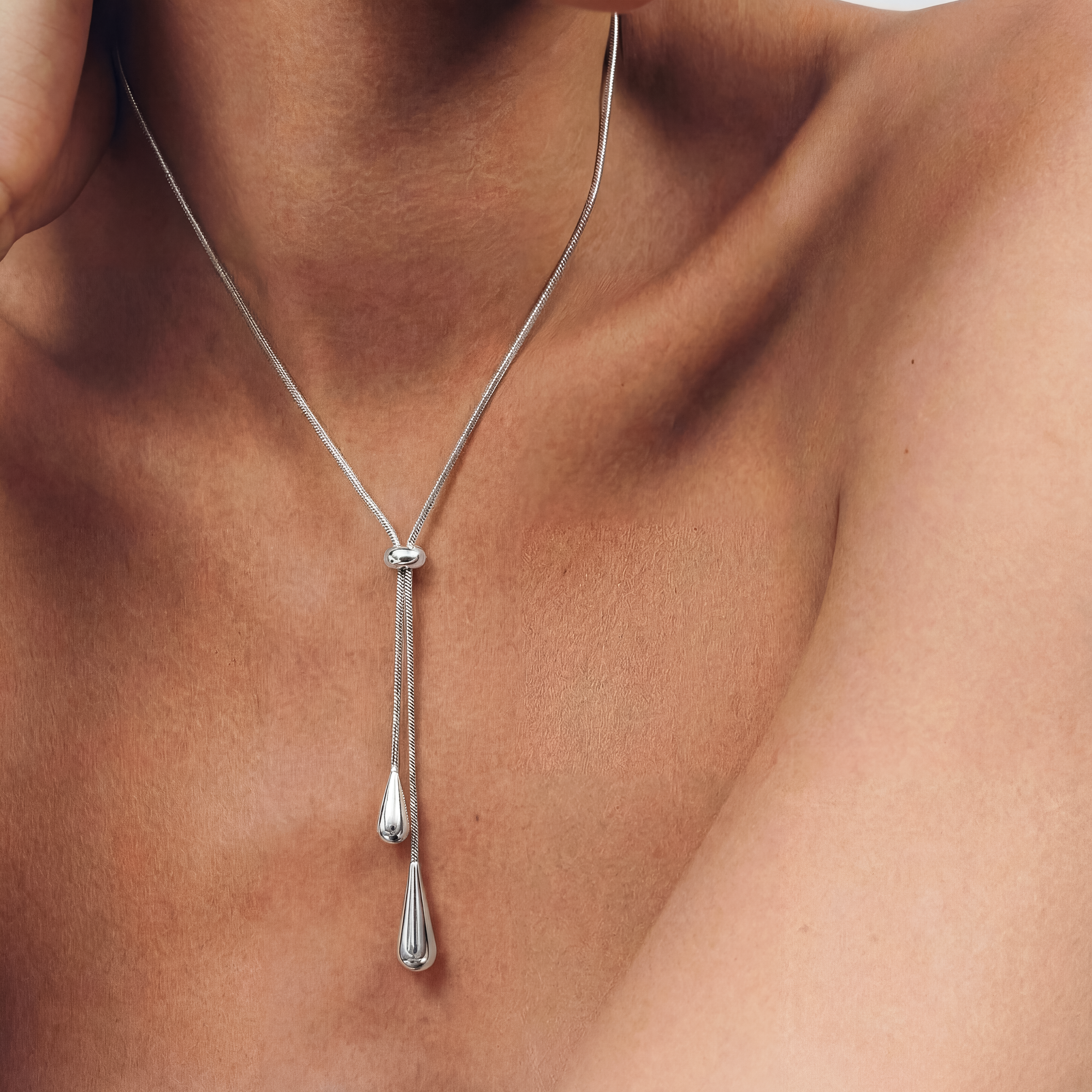 Justerbart Slider Halsband Silverfärgat