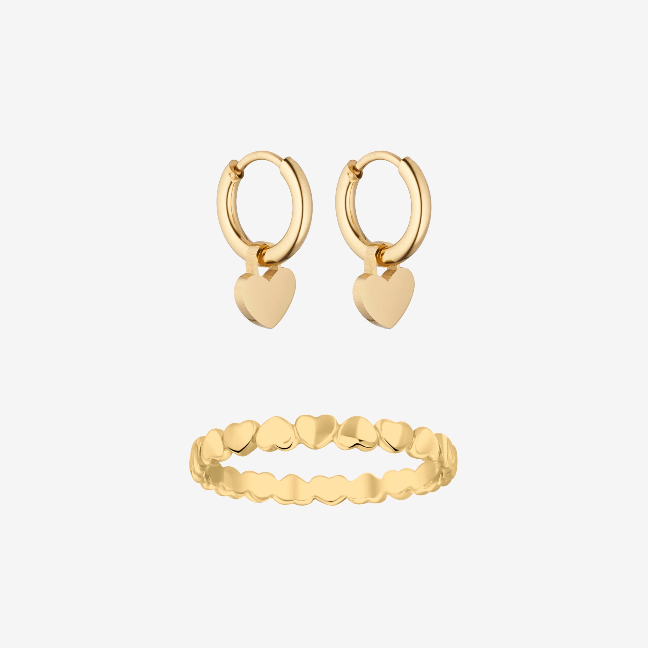 Set med enfärgade, randiga hjärtan