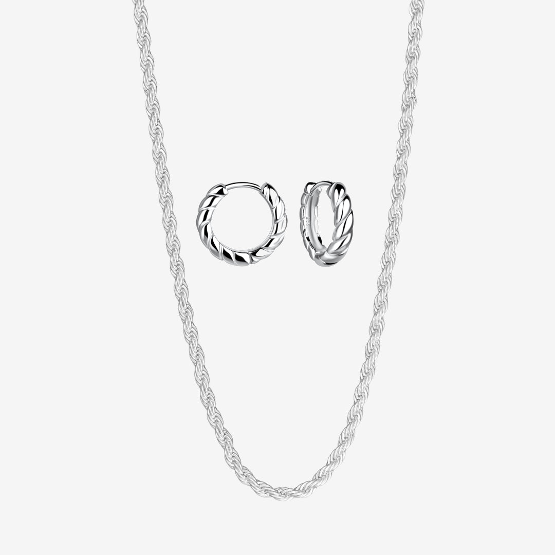 Tvinnat repset: 1 örhänge och 1 halsband