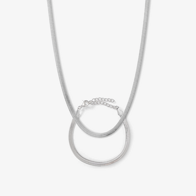 Flad Slange 4mm Sølvbelagt Sæt