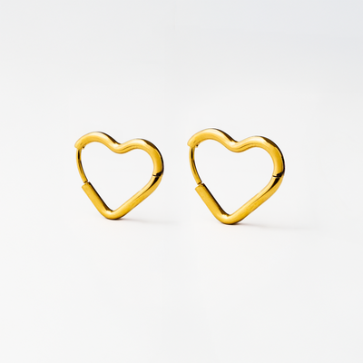 Hjerte Hoop øreringe i guld