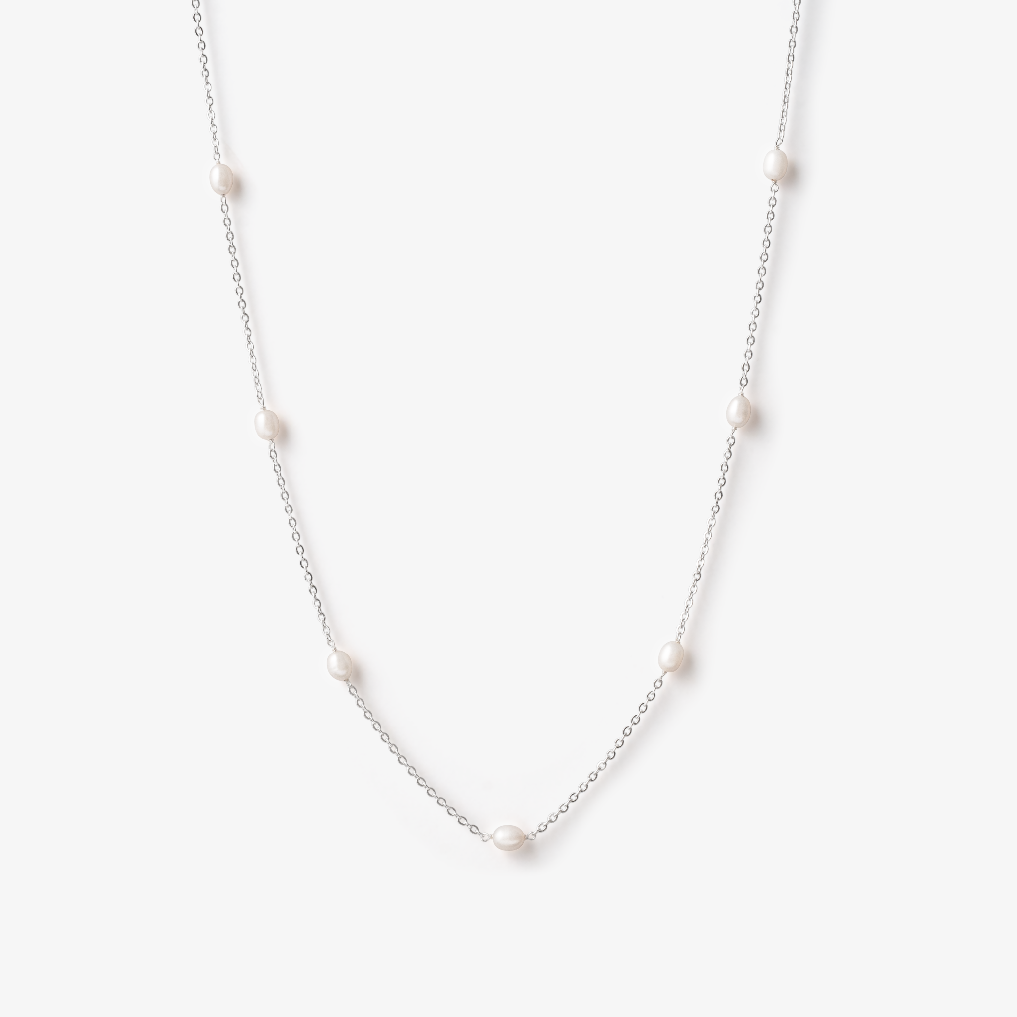 Dot Perlehalskæde i sølv