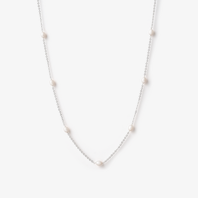 Dot Perlehalskæde i sølv