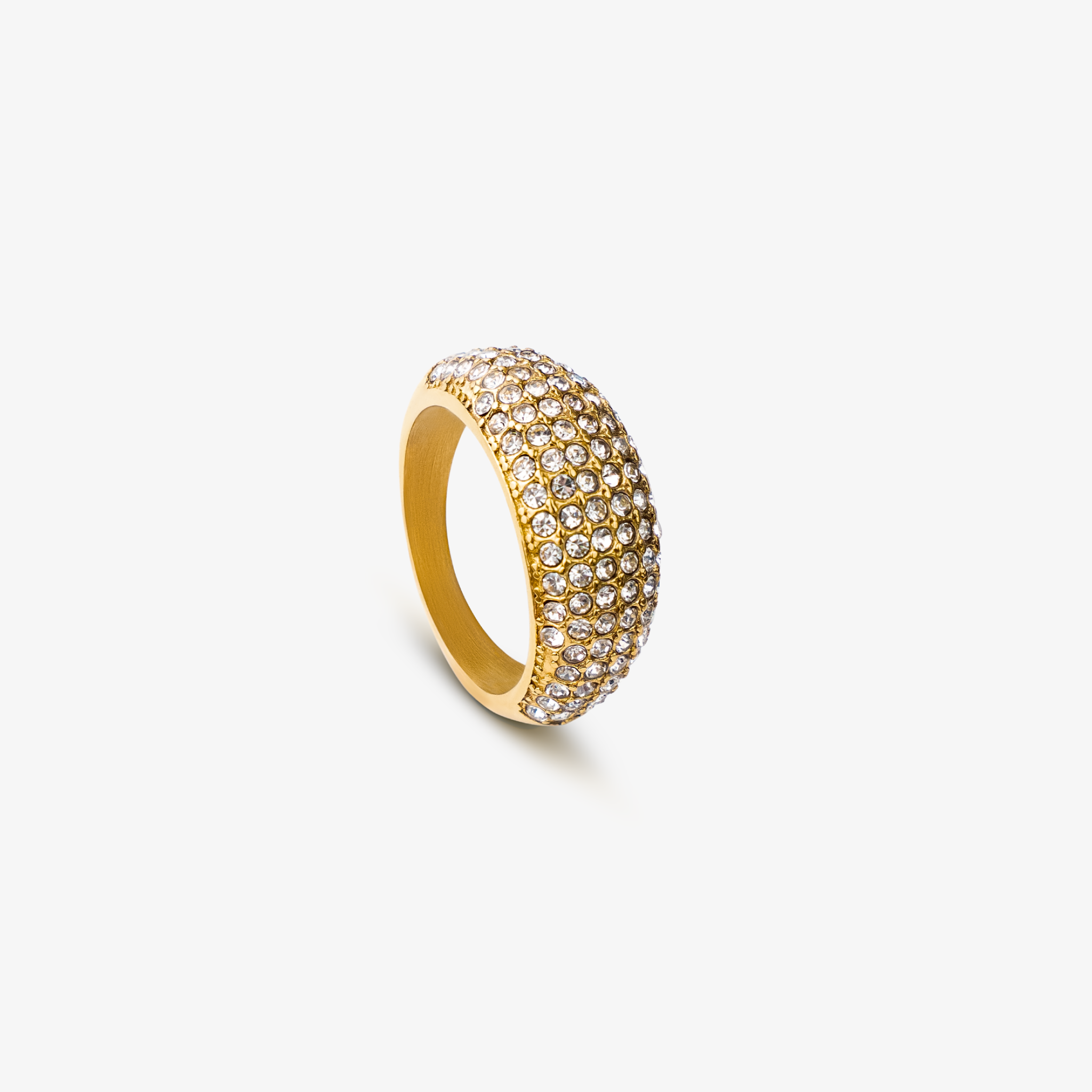 Krystal Dome Ring i guld