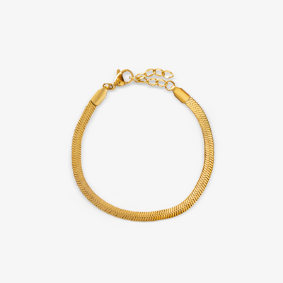 Flad slange armbånd i guld