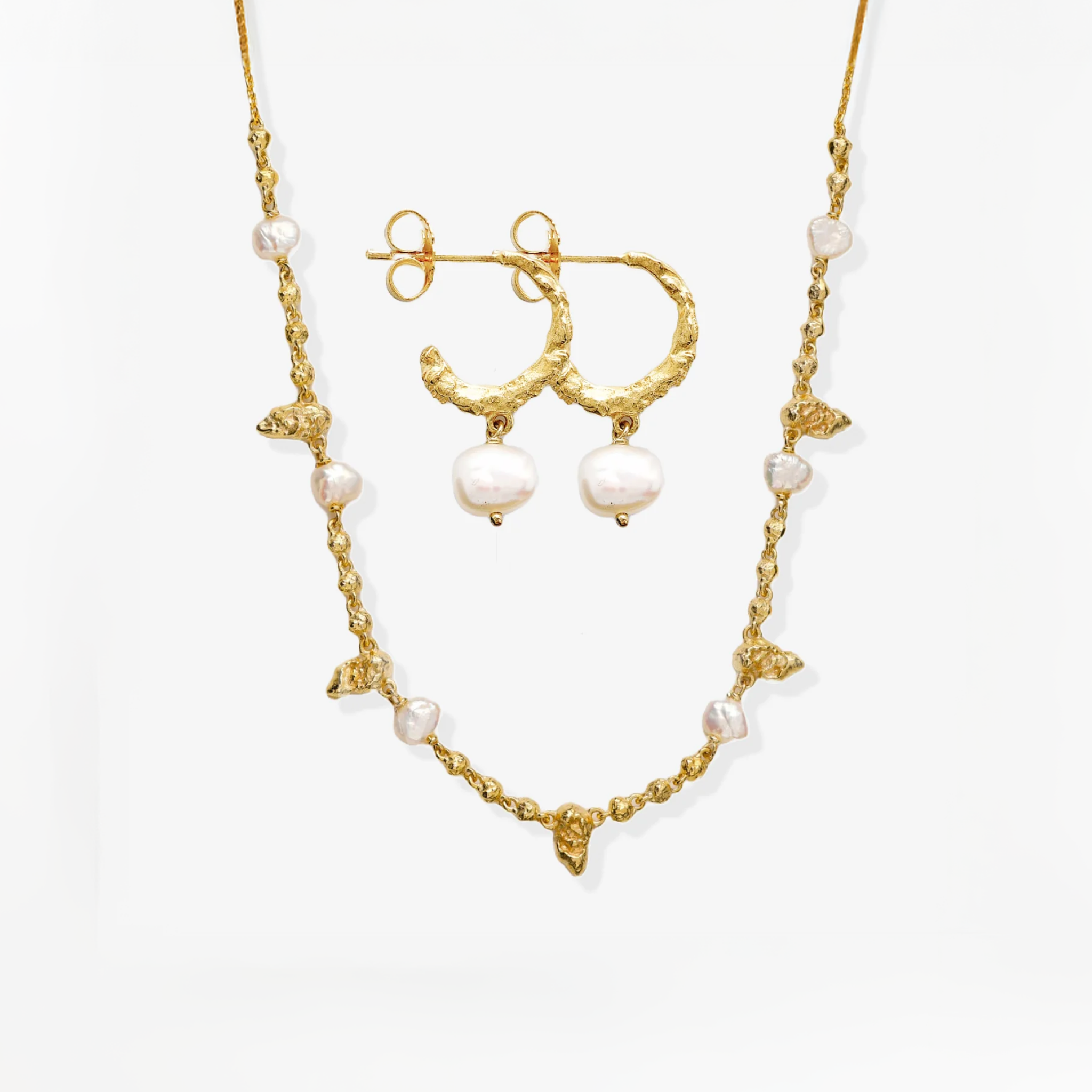 Leaf Perle Dome sæt øreringe