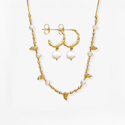 Leaf Perle Dome sæt øreringe