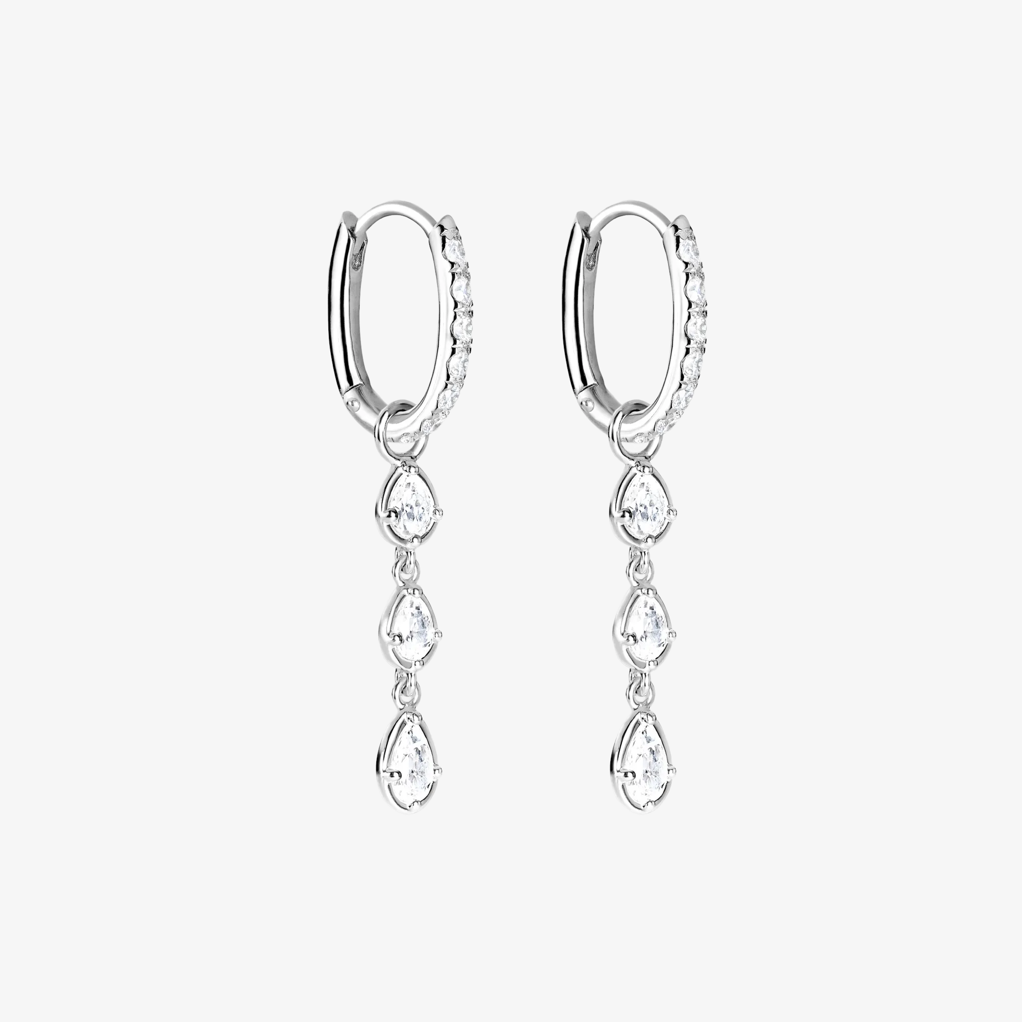 Essential Crystal Hoop och Flow Drop Försilvrad Dubbel