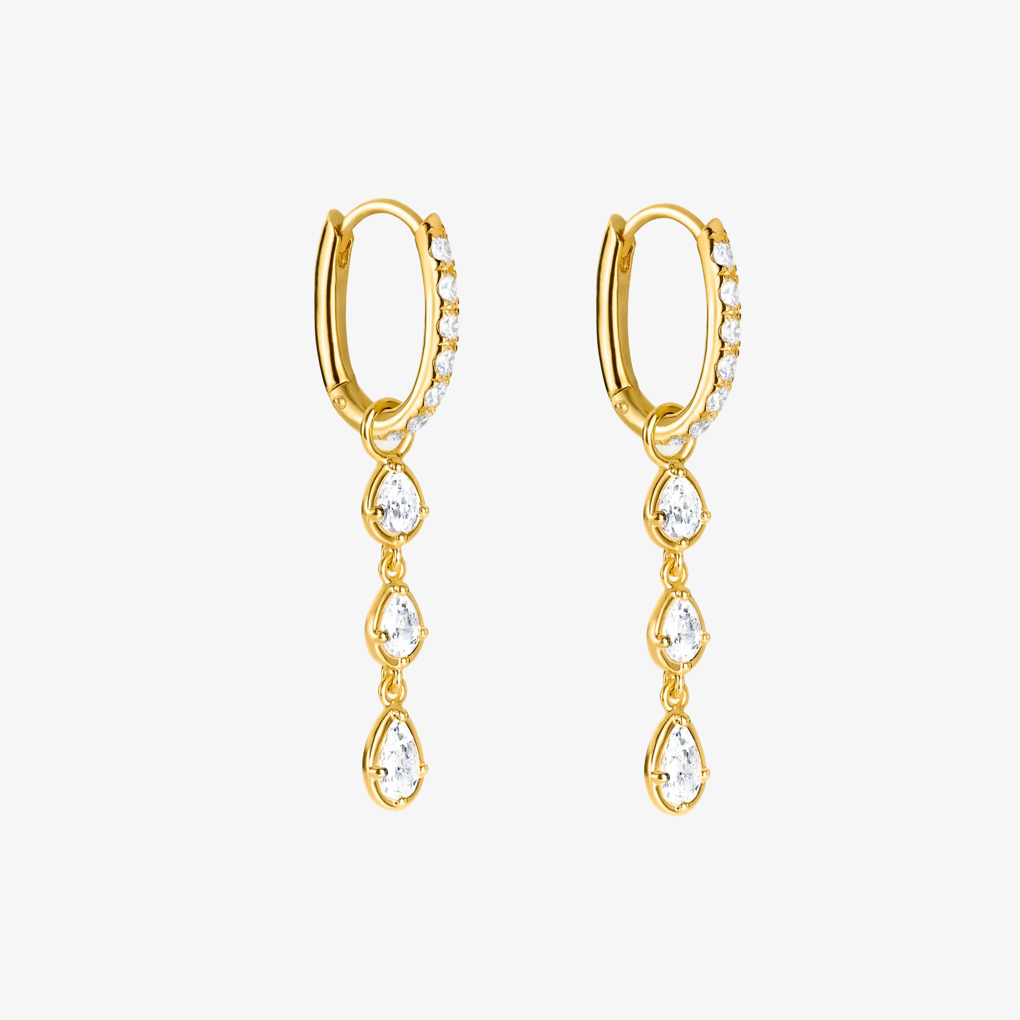 Essential Crystal Hoop och Flow Drop Förgylld Dubbel