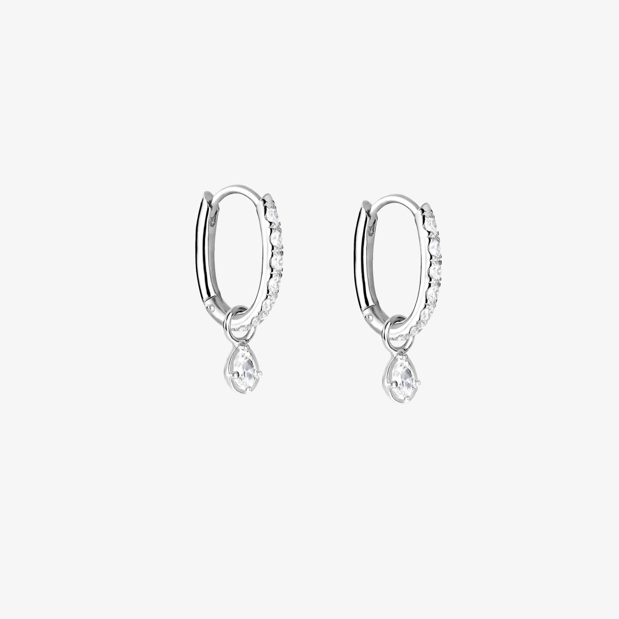 Essential Crystal Hoop och Pure Drop Silverpläterad Dubbel