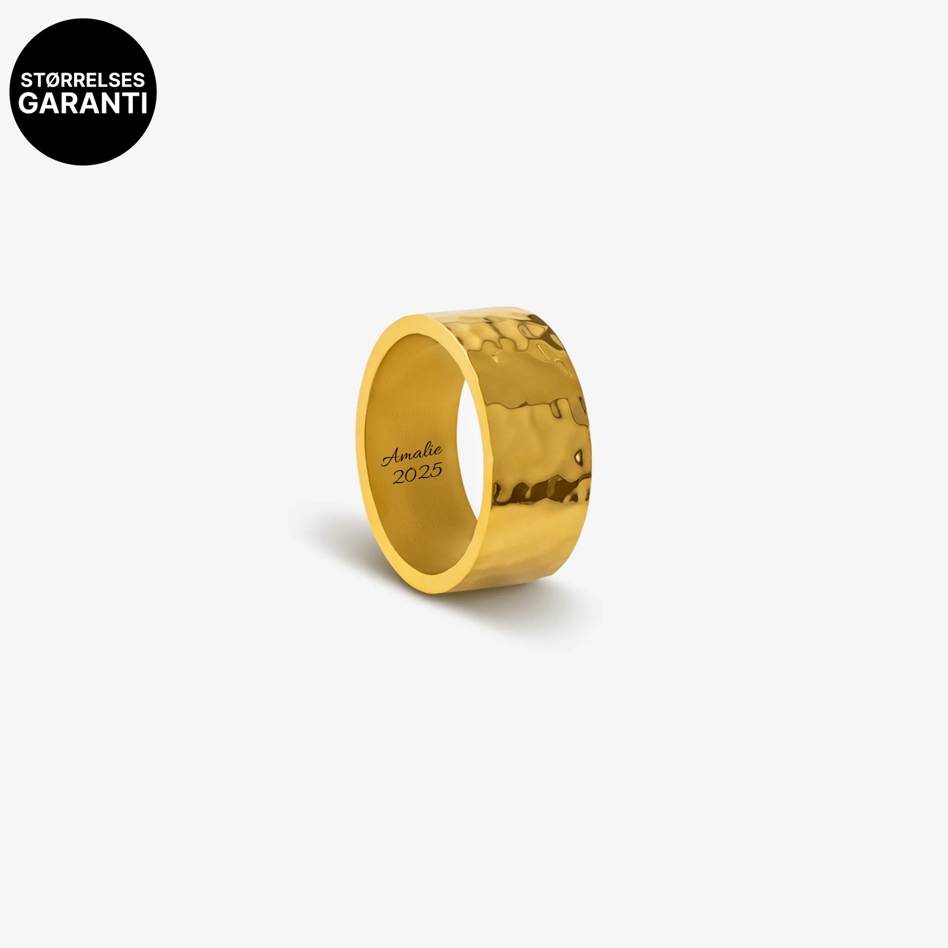 Hamrad Chunky Ring Förgylld med Gravyr