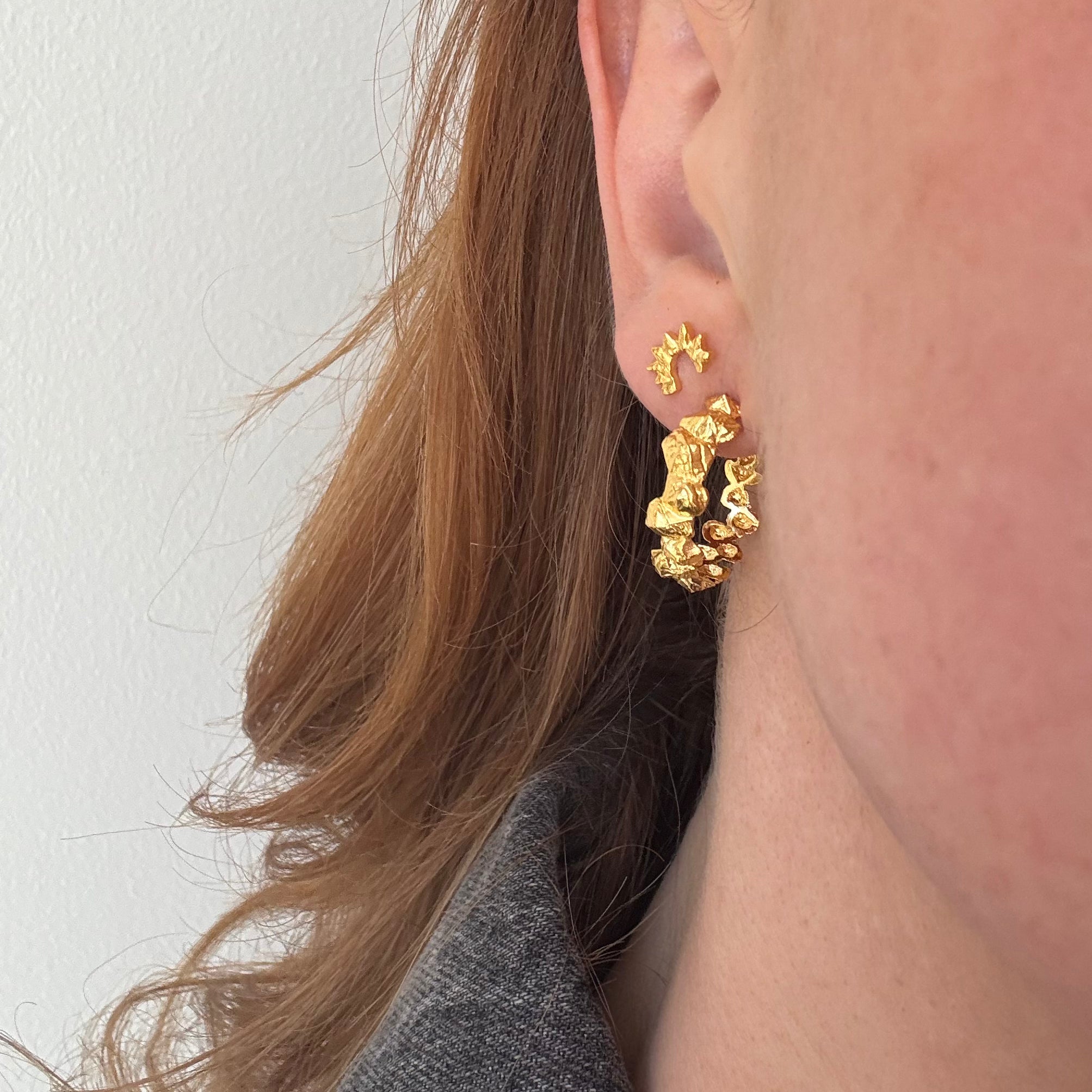 Chunky Edge Hoop Förgylld