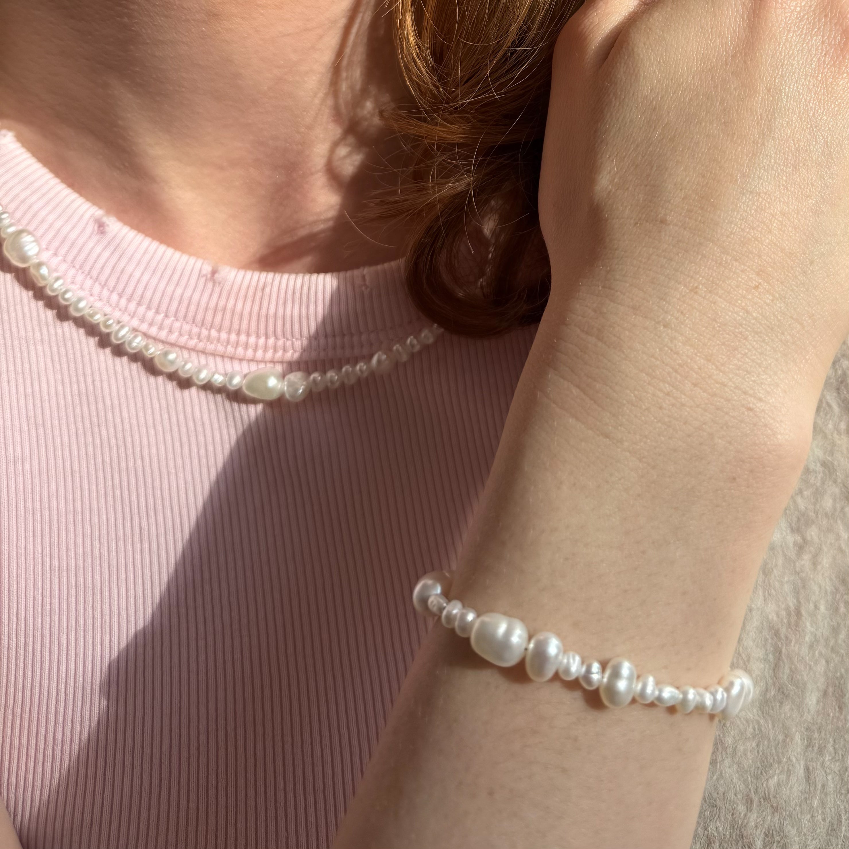 Barock sötvattenspärlarmband 18 cm