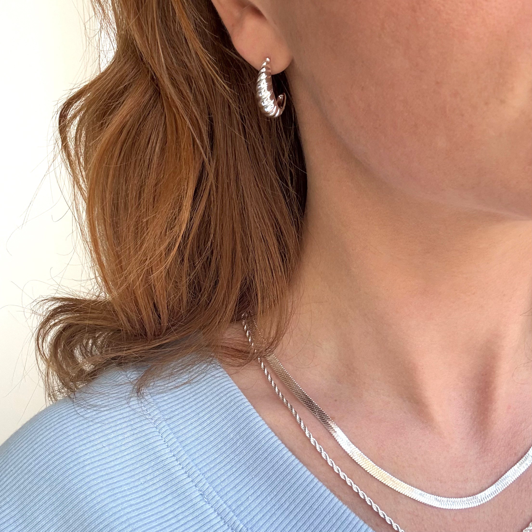 Twisted Dome Hoops Silver