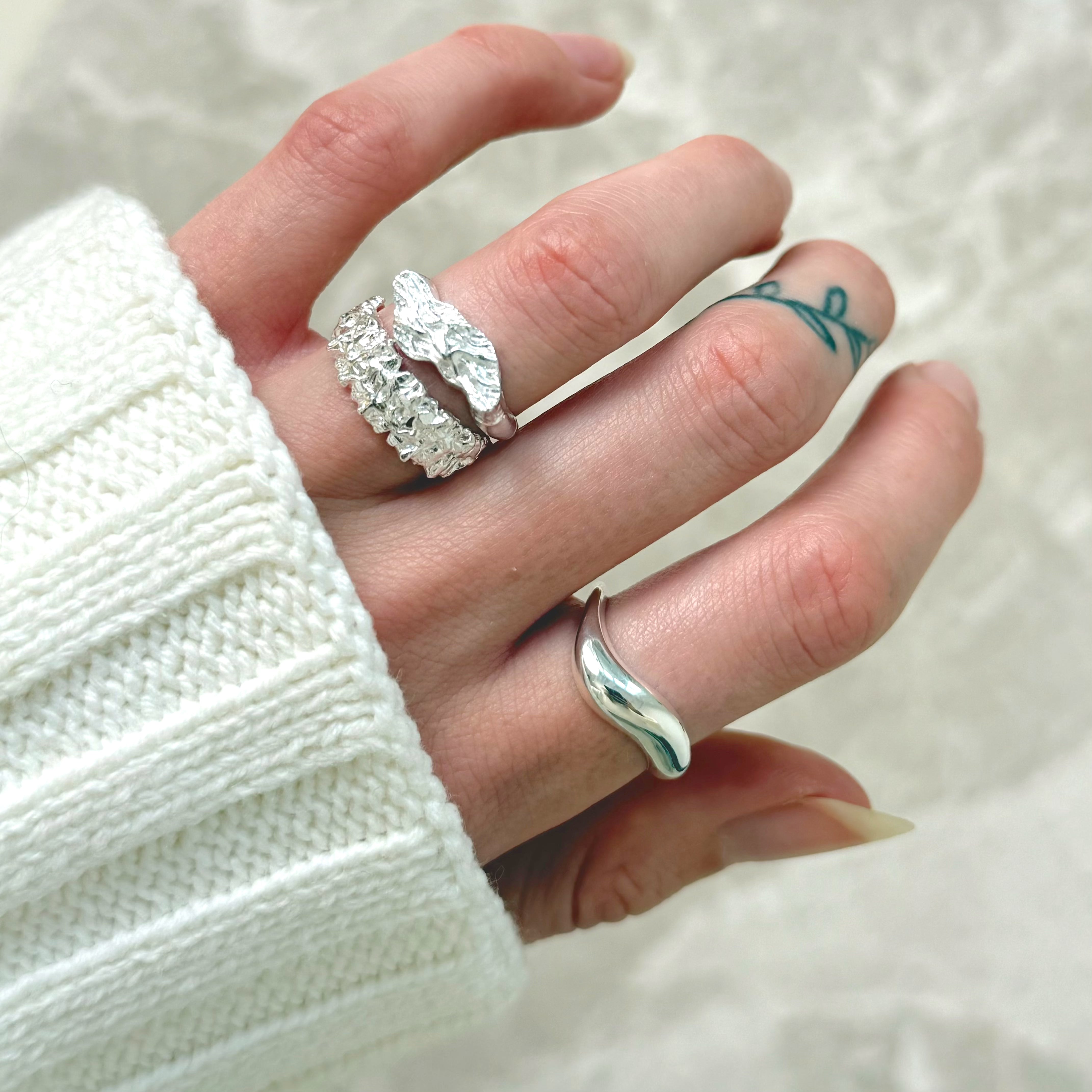 Wave and Chunky Set: 2 Ringar & 1 Örhänge
