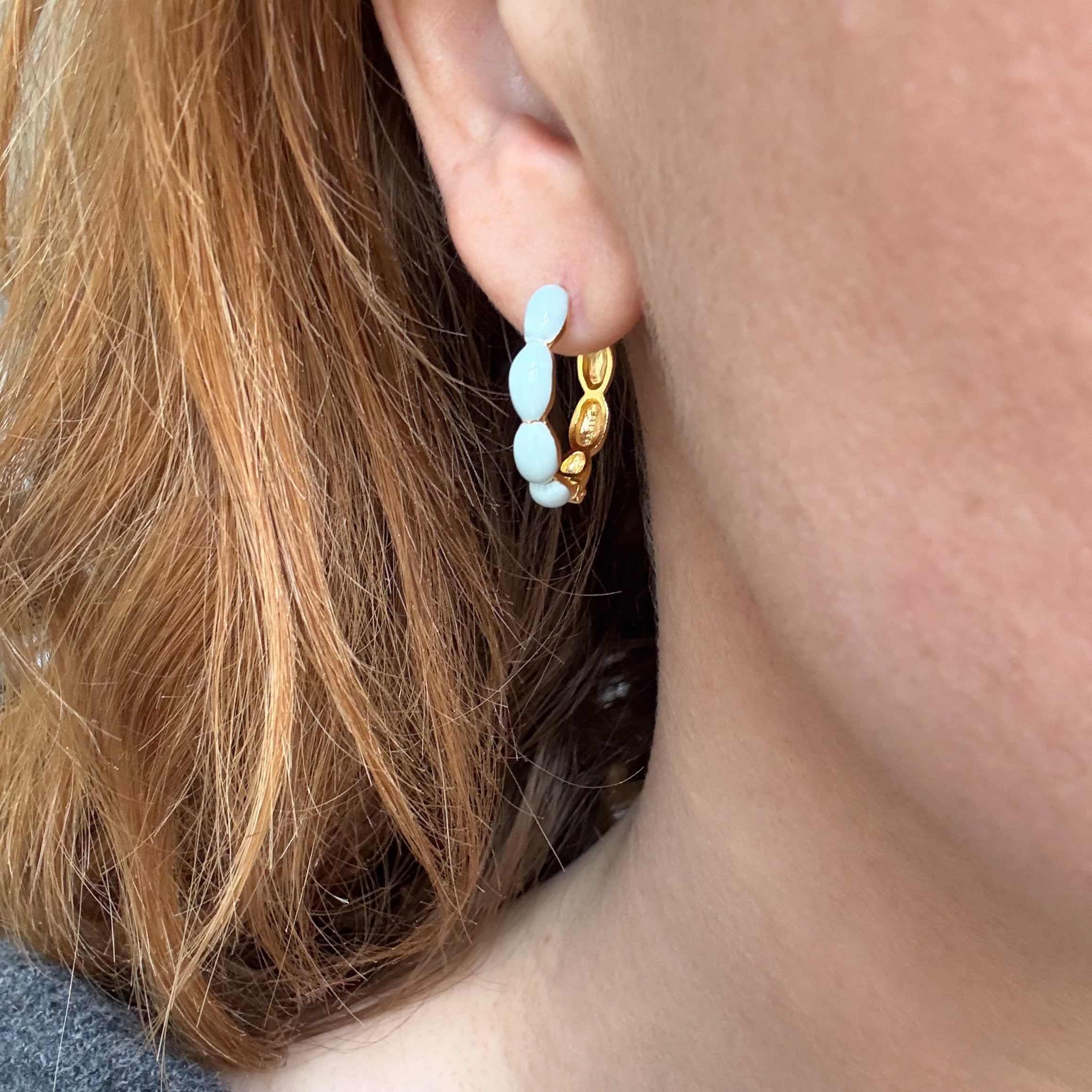 Bubbelring Blå 24mm Förgylld