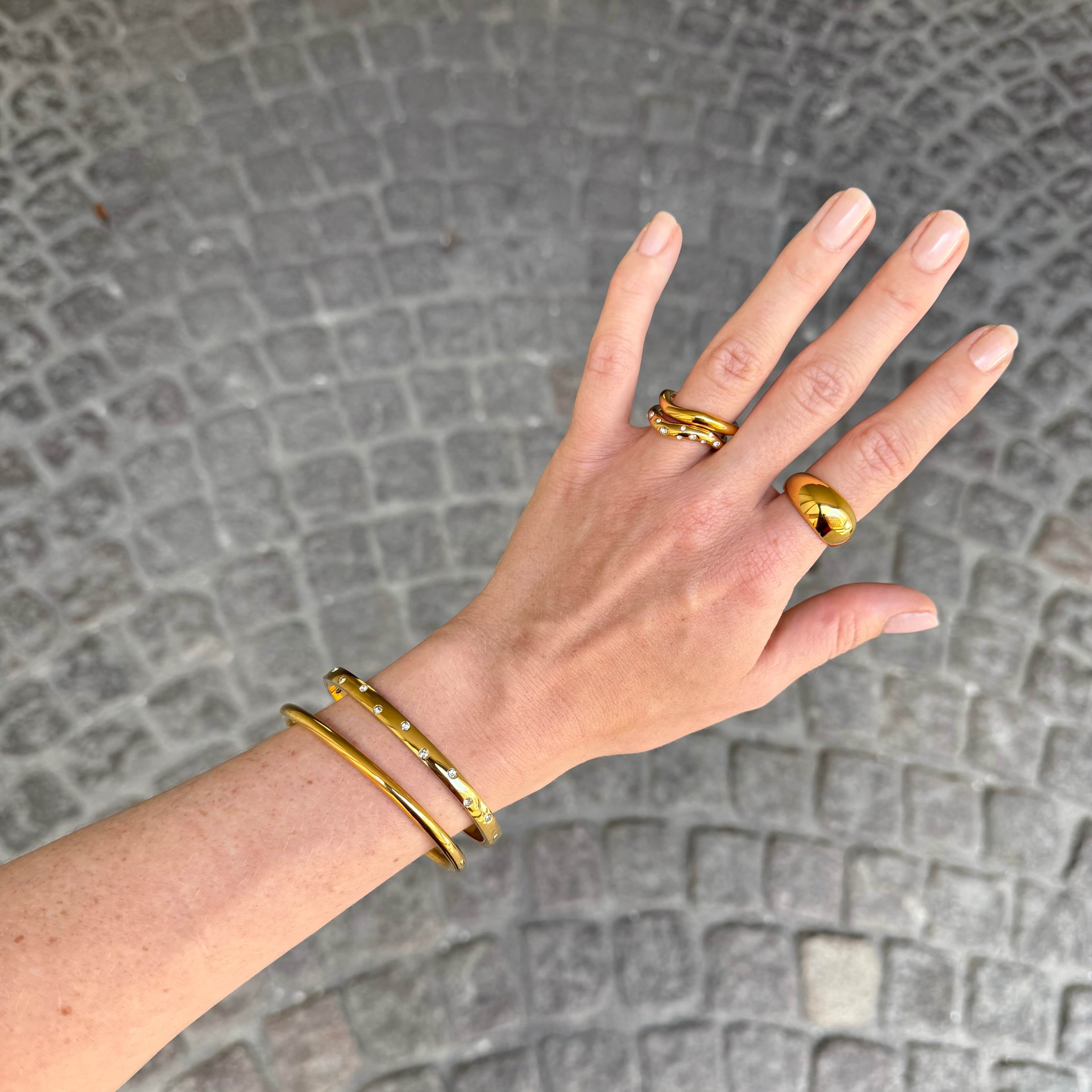 Flow Crystal Dot Armband Förgyllt