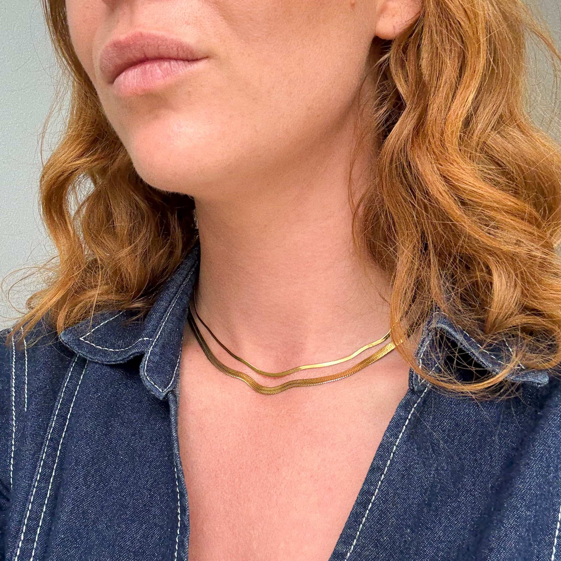 Platt Ormhalsband 4mm Förgyllt