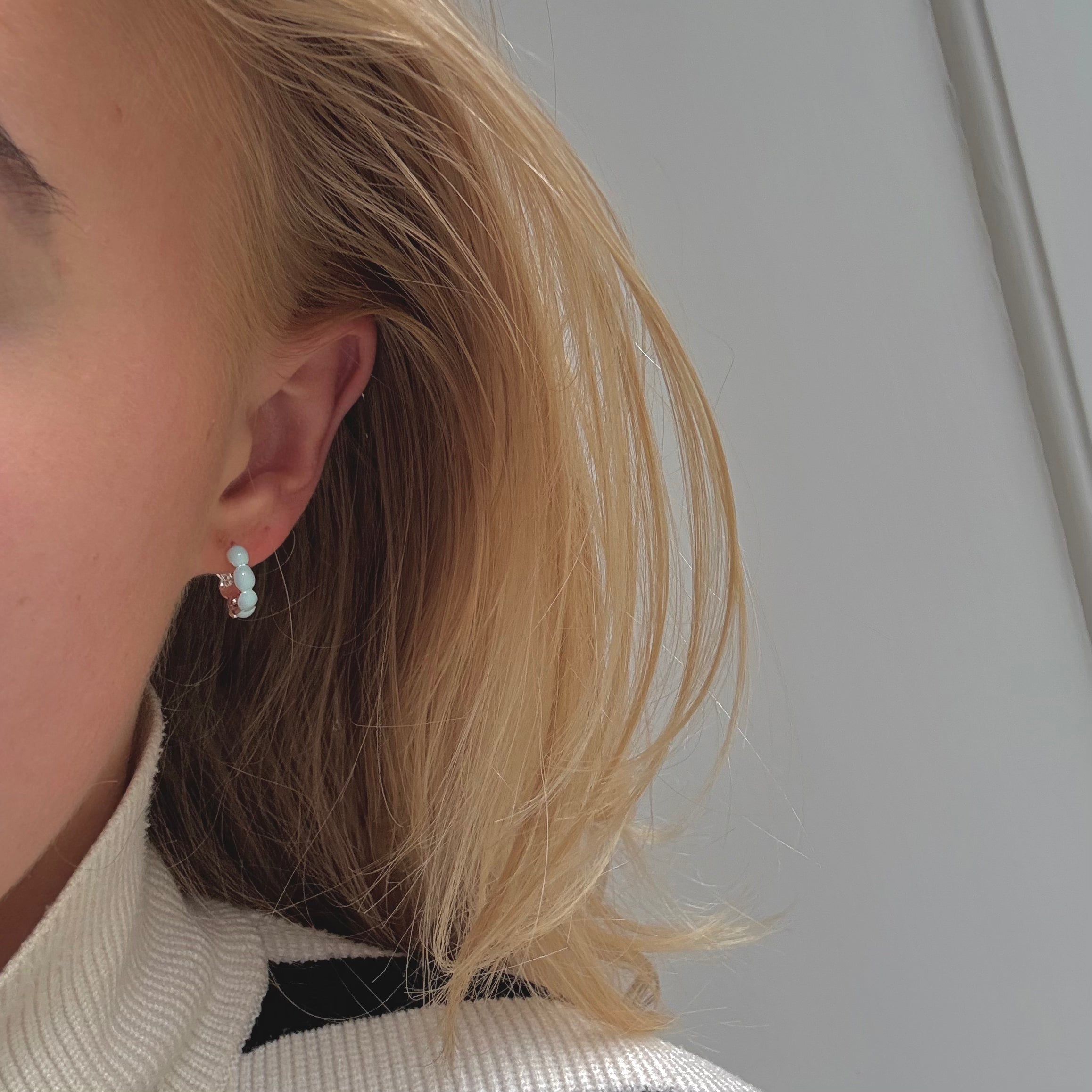 Bubbelring Blå Silverpläterad