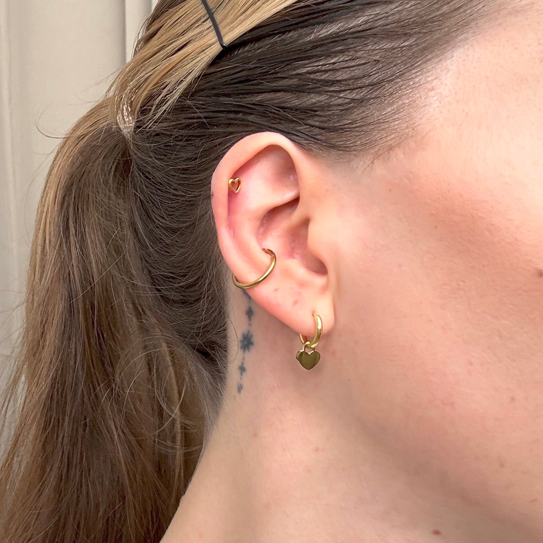 solid hjerte vedhæng ørering 