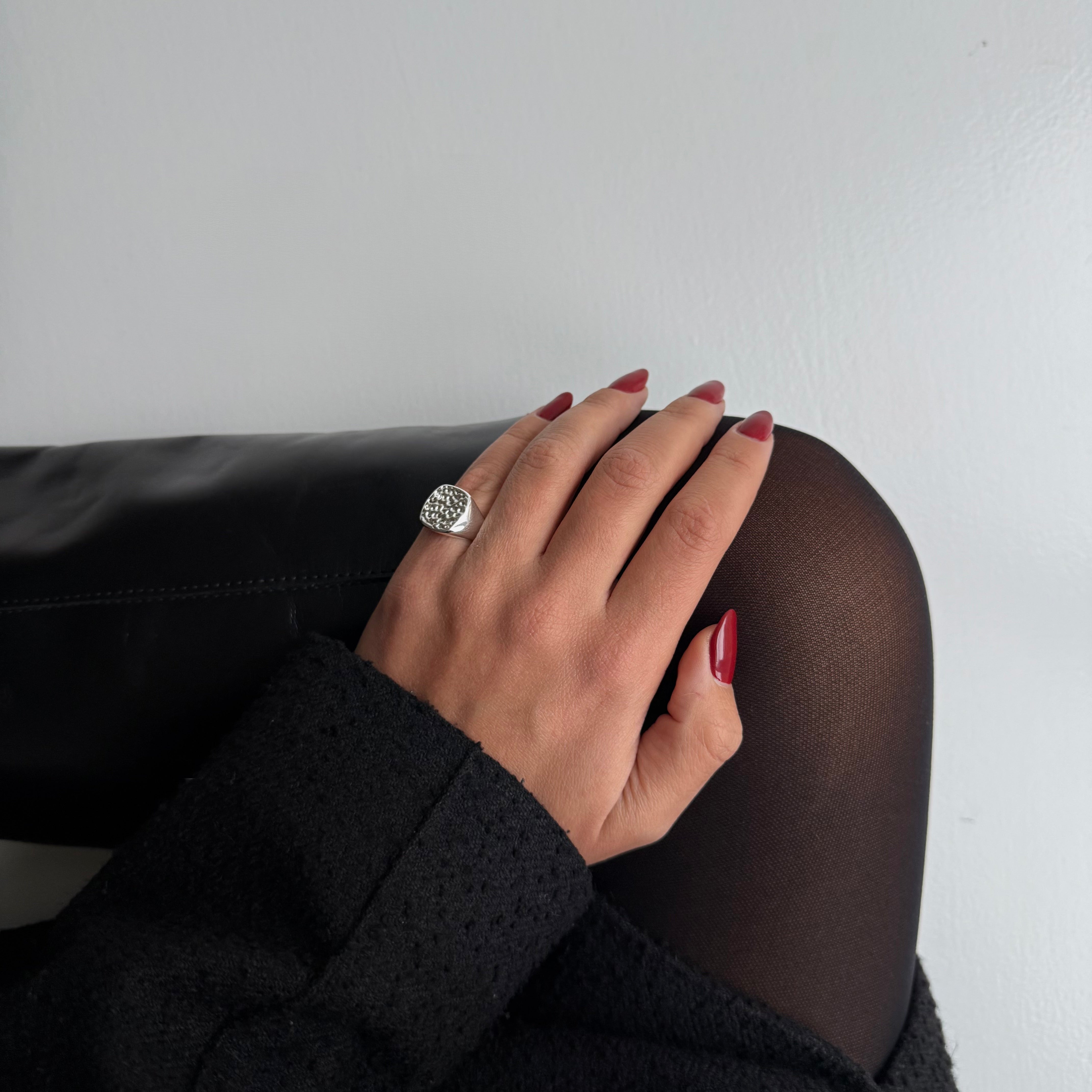 Hamrad Signetring Försilvrad