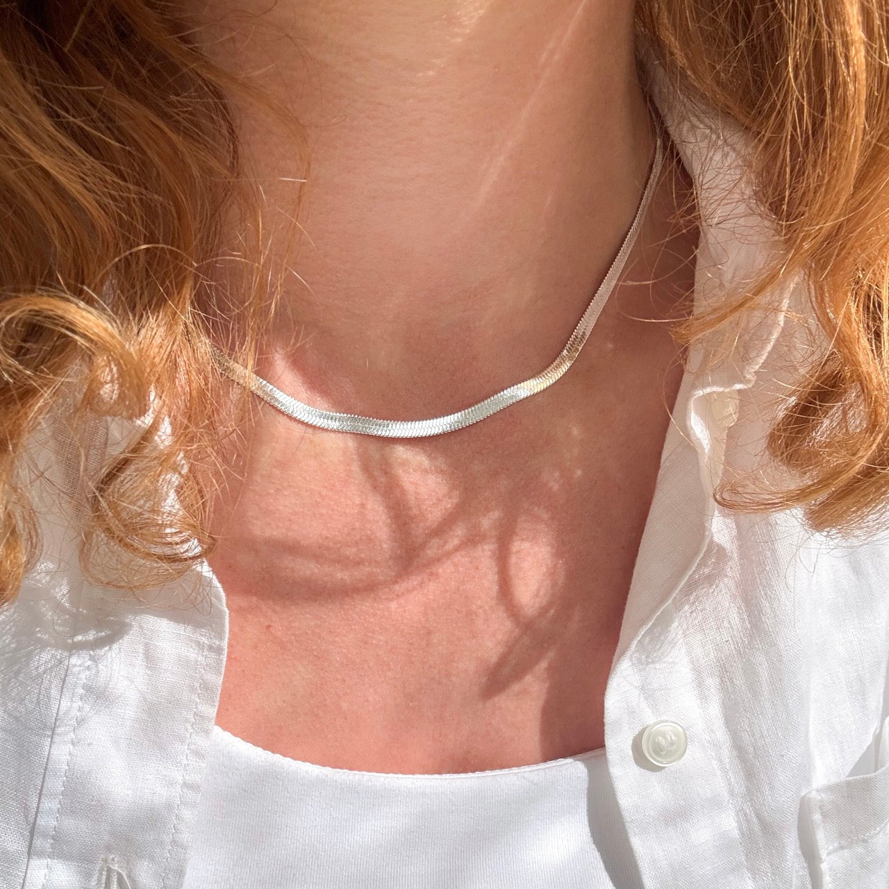 Platt Ormhalsband 4mm Försilvrat