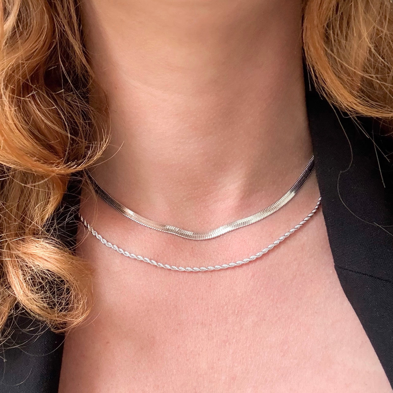 Rep Dubbel Halsband Försilvrad