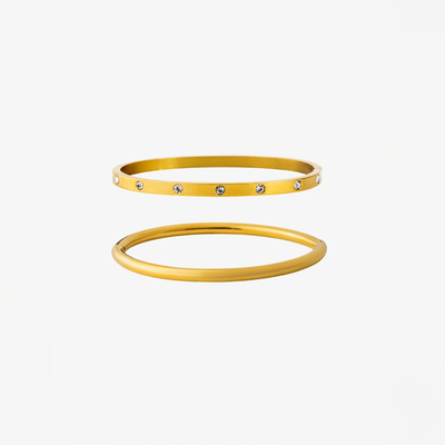 Krystal Rund Bangle Sæt i guld