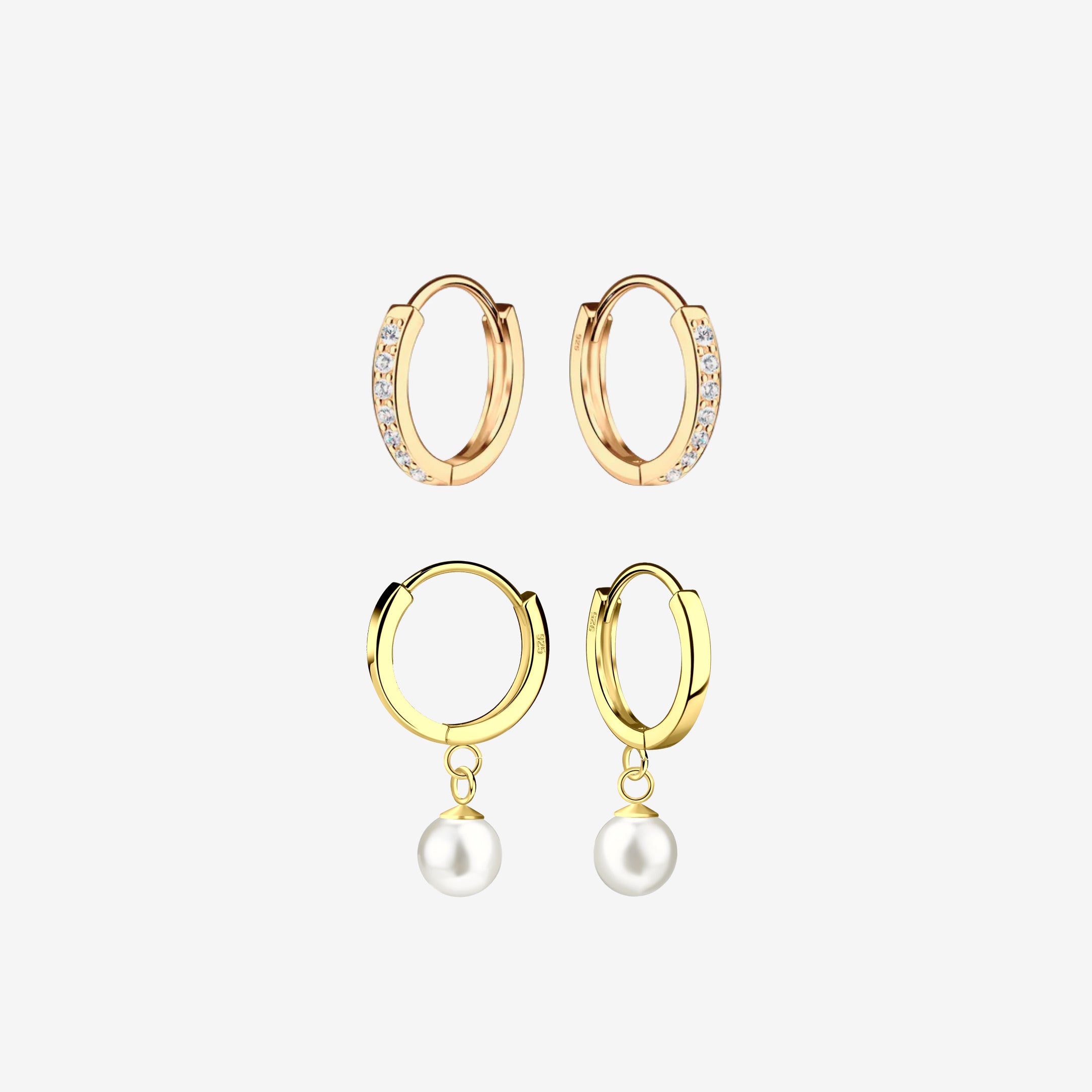 Kristallpärlorörhängen i guld